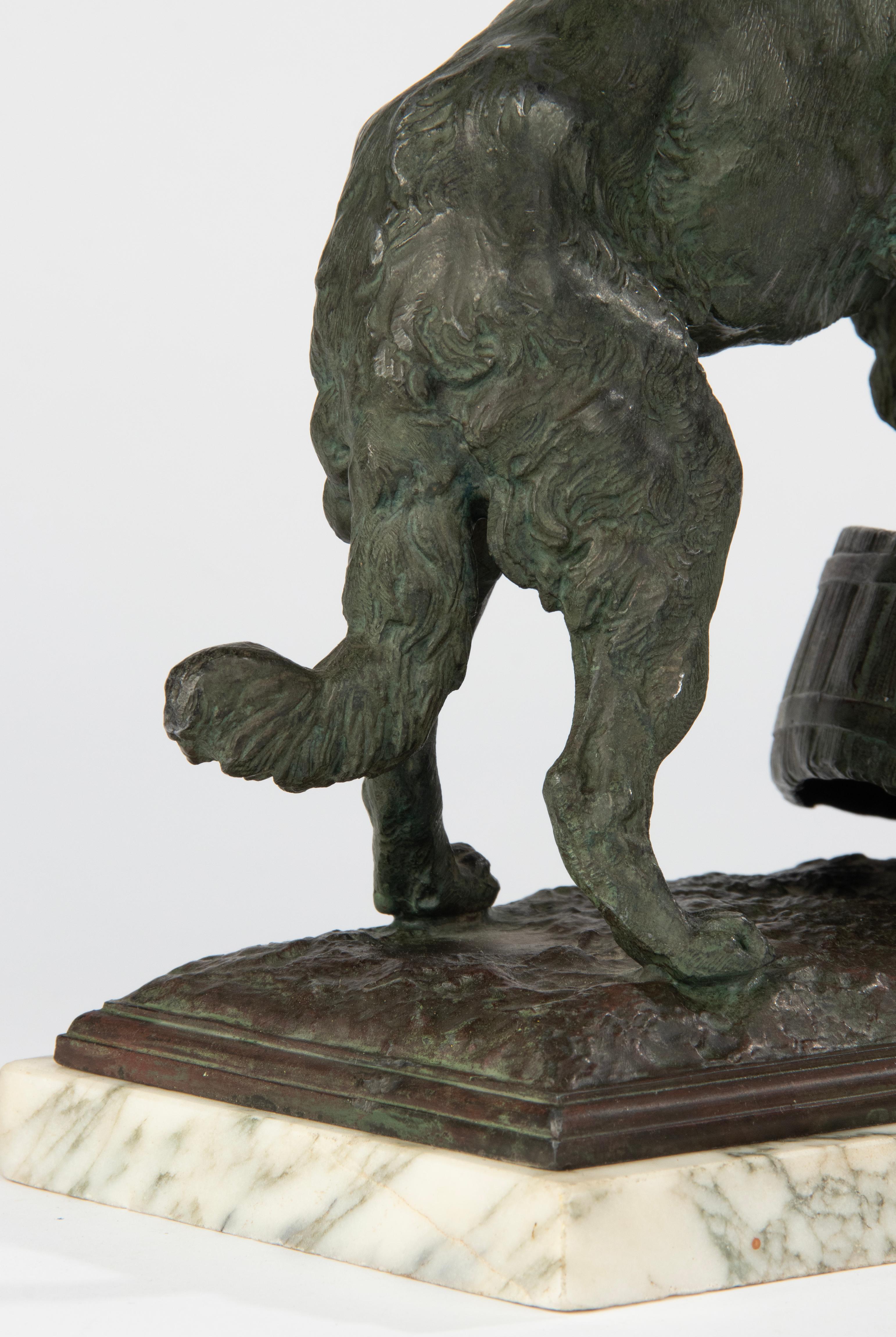 Early 20th Century Spelter Sculpture of a Guard Dog - After Charles Valton For Sale 10