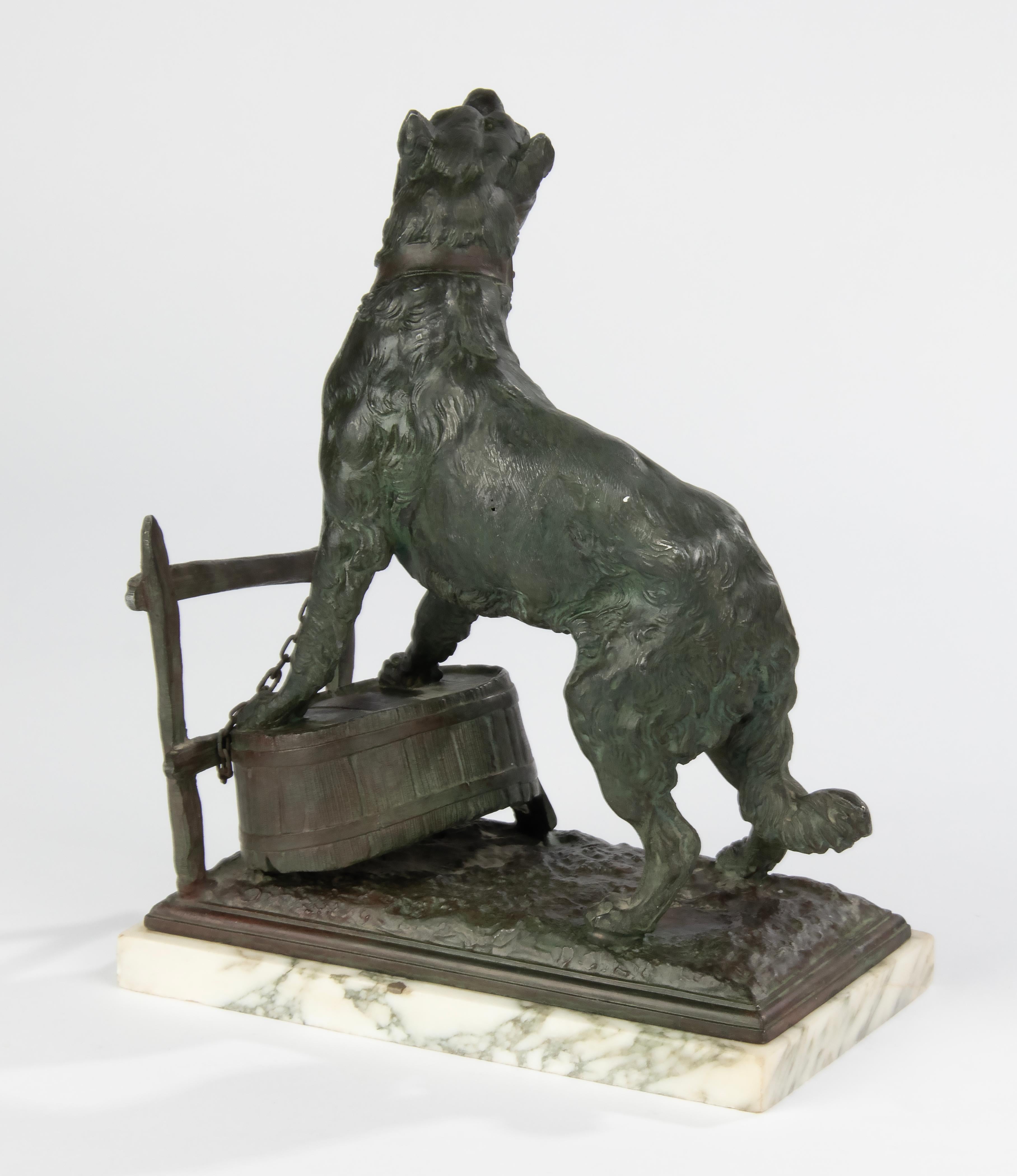 Early 20th Century Spelter Sculpture of a Guard Dog - After Charles Valton In Good Condition For Sale In Casteren, Noord-Brabant