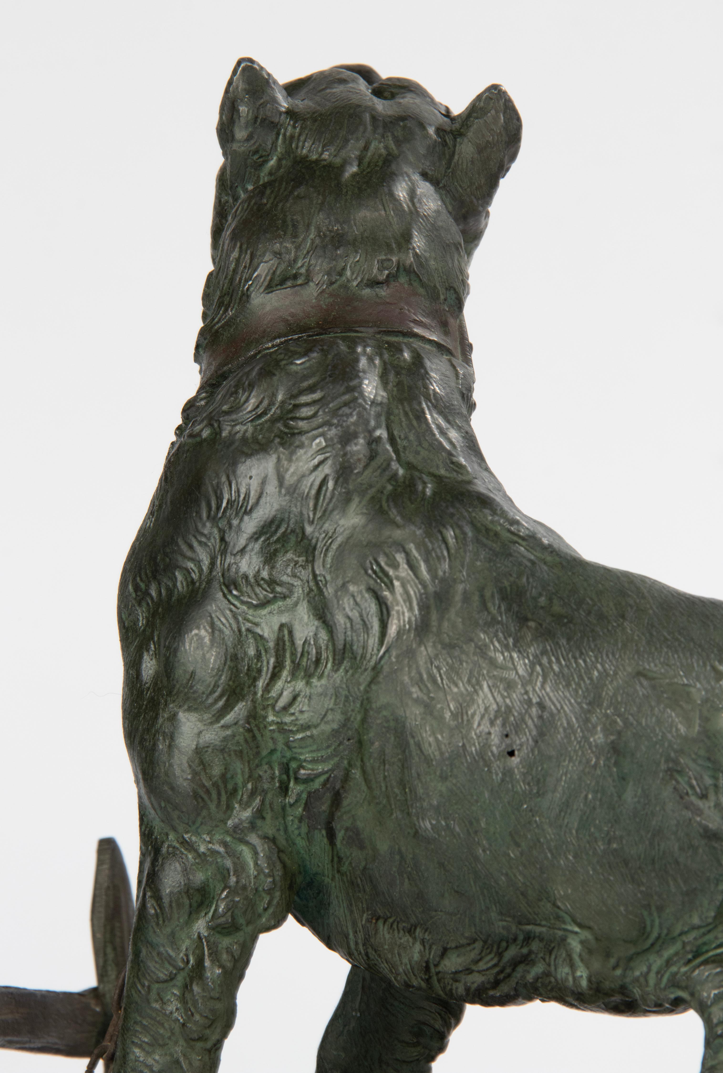 Early 20th Century Spelter Sculpture of a Guard Dog - After Charles Valton For Sale 1