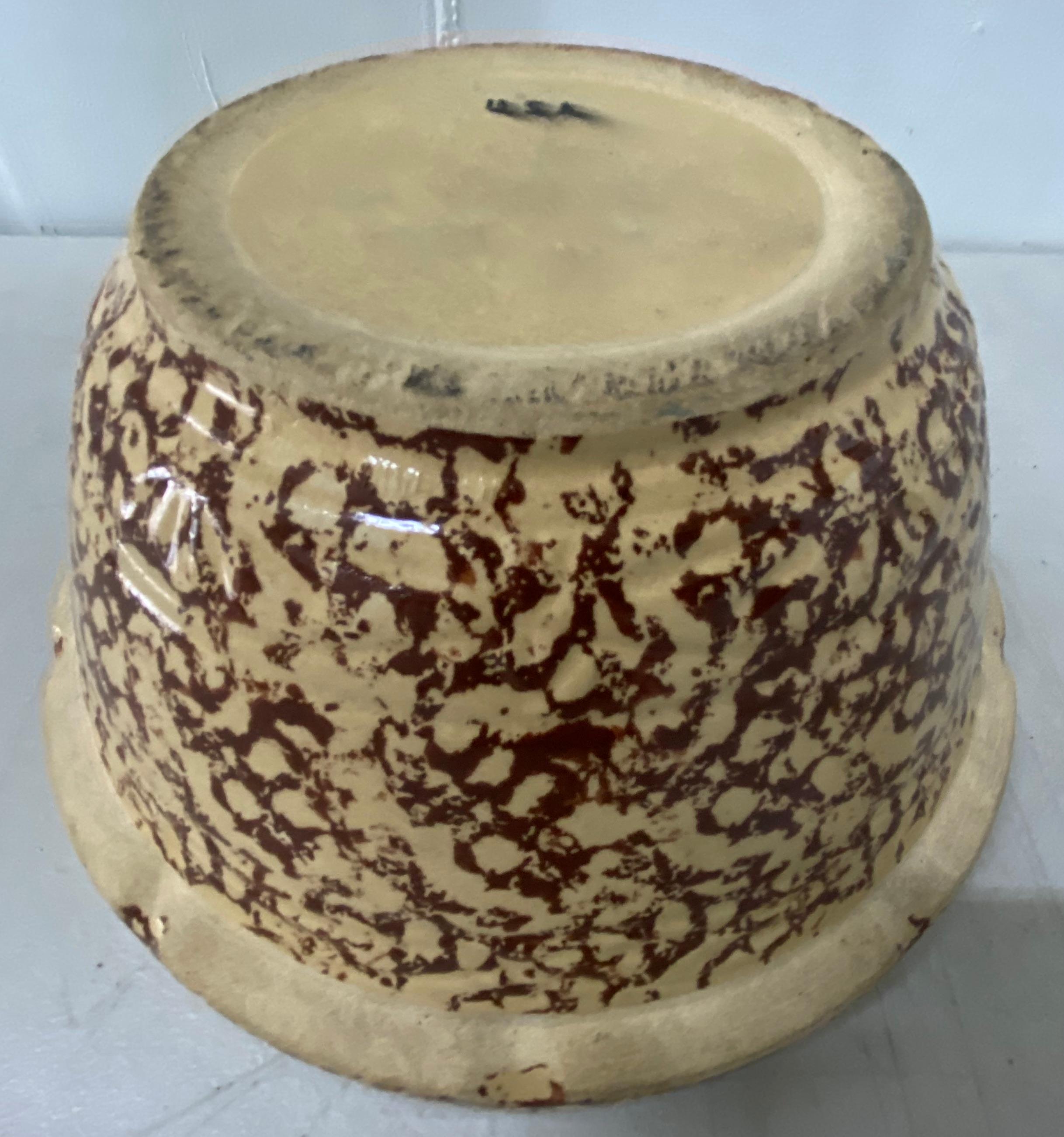 American Early 20th Century Spongeware Stoneware Bowl For Sale