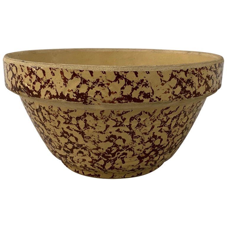 Early 20th Century Spongeware Stoneware Bowl For Sale