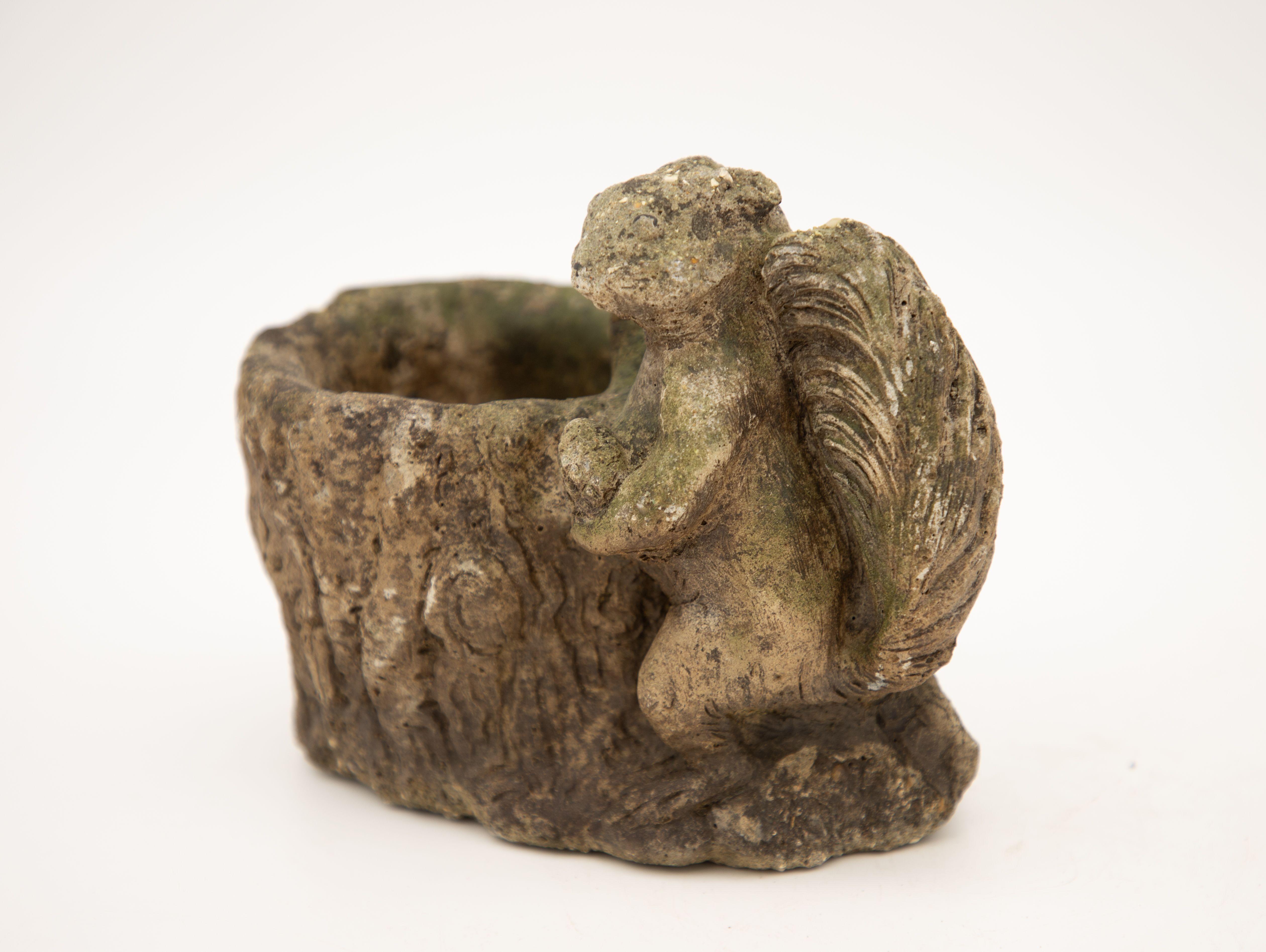 Concrete Early 20th Century Squirrel Bird Bath
