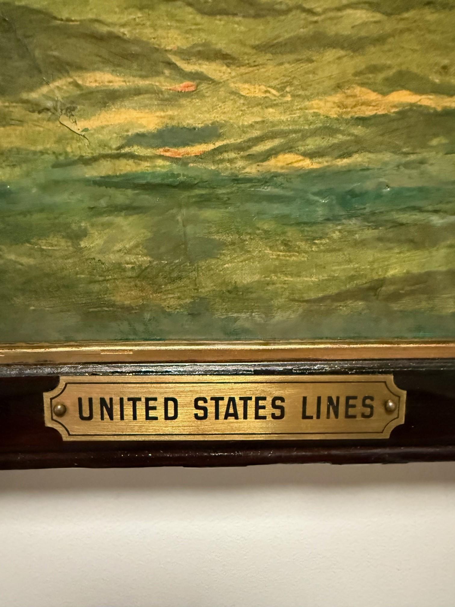 Early 20th Century SS Leviathan US Lines Print on Canvas Framed For Sale 7