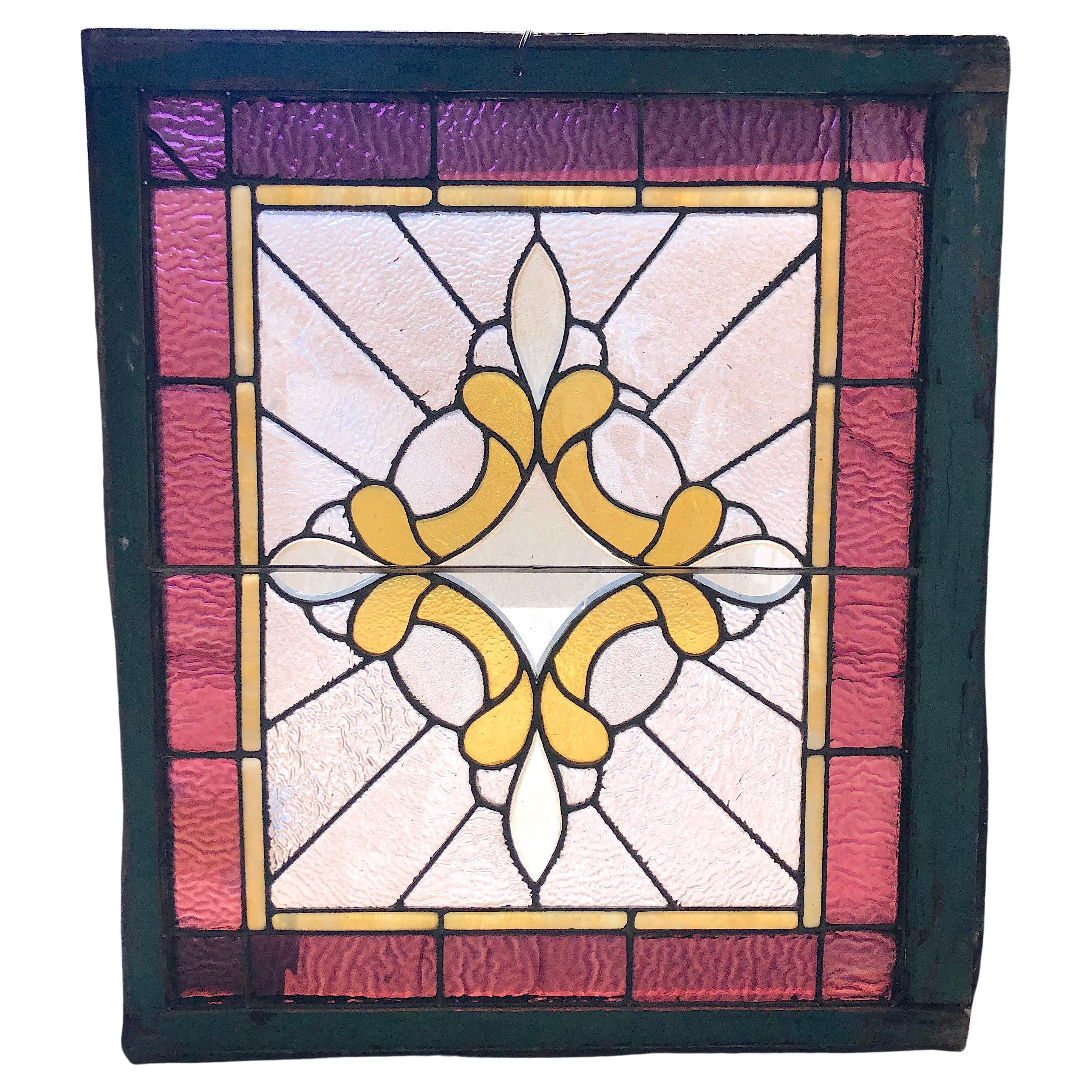 Vitrail du début du 20e siècle 35" x 40" en vente
