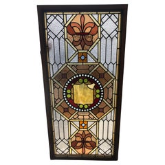 Early 20th Century Stained Glass Window in a Wood Frame