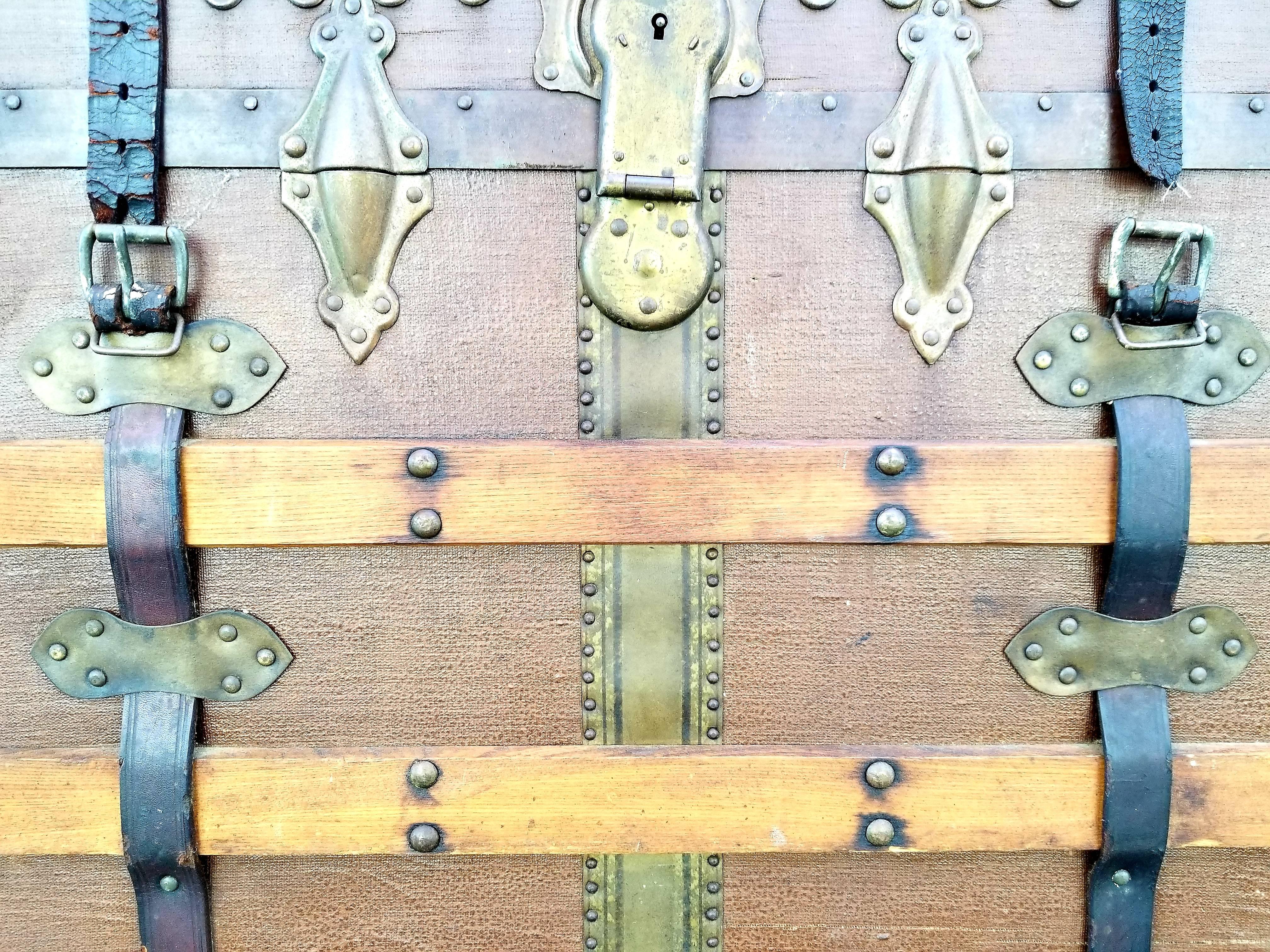 Early 20th Century Steamer Trunk Canvas Clad 1