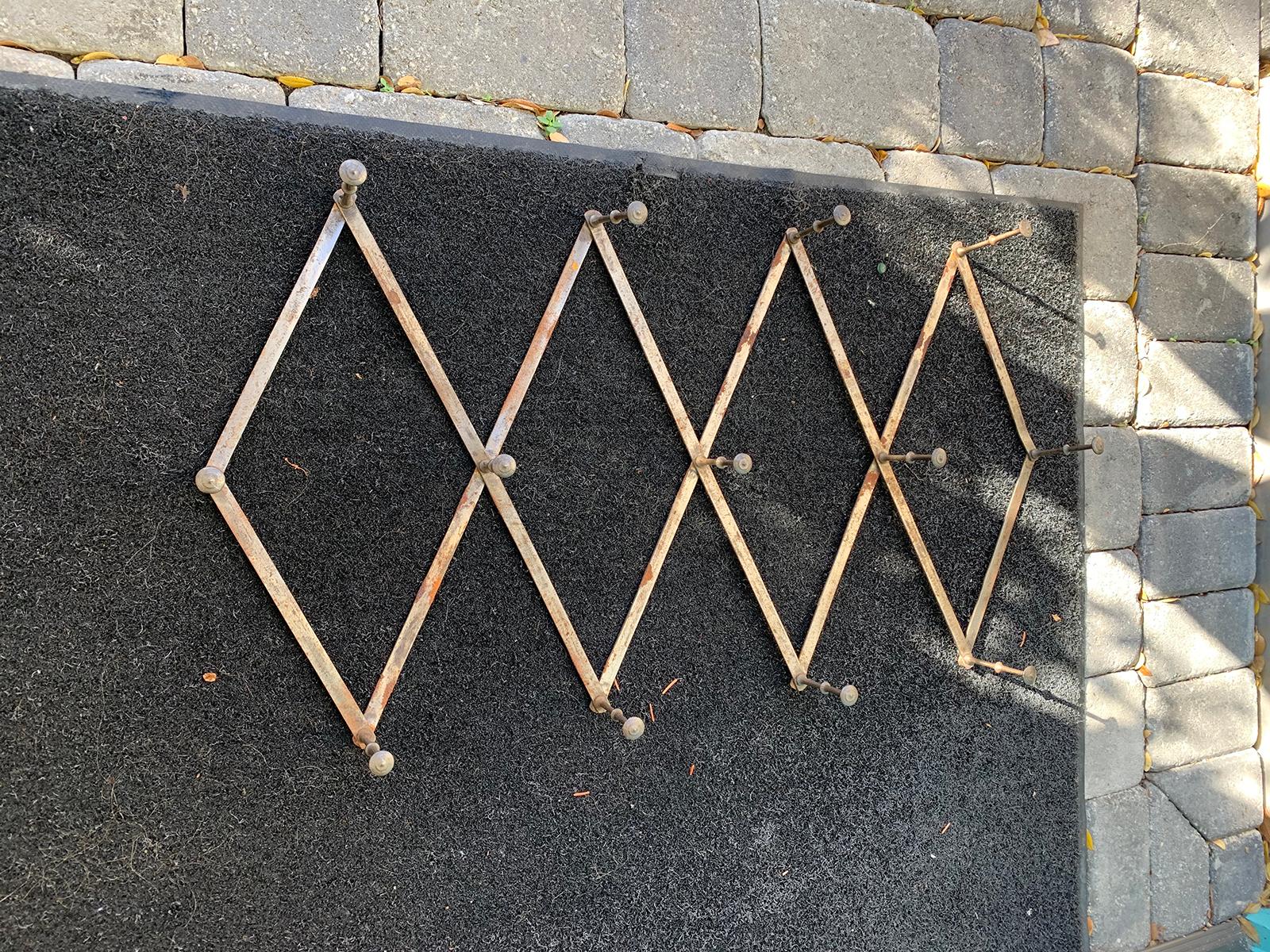 Early 20th Century Steel Accordion Coat Rack 1