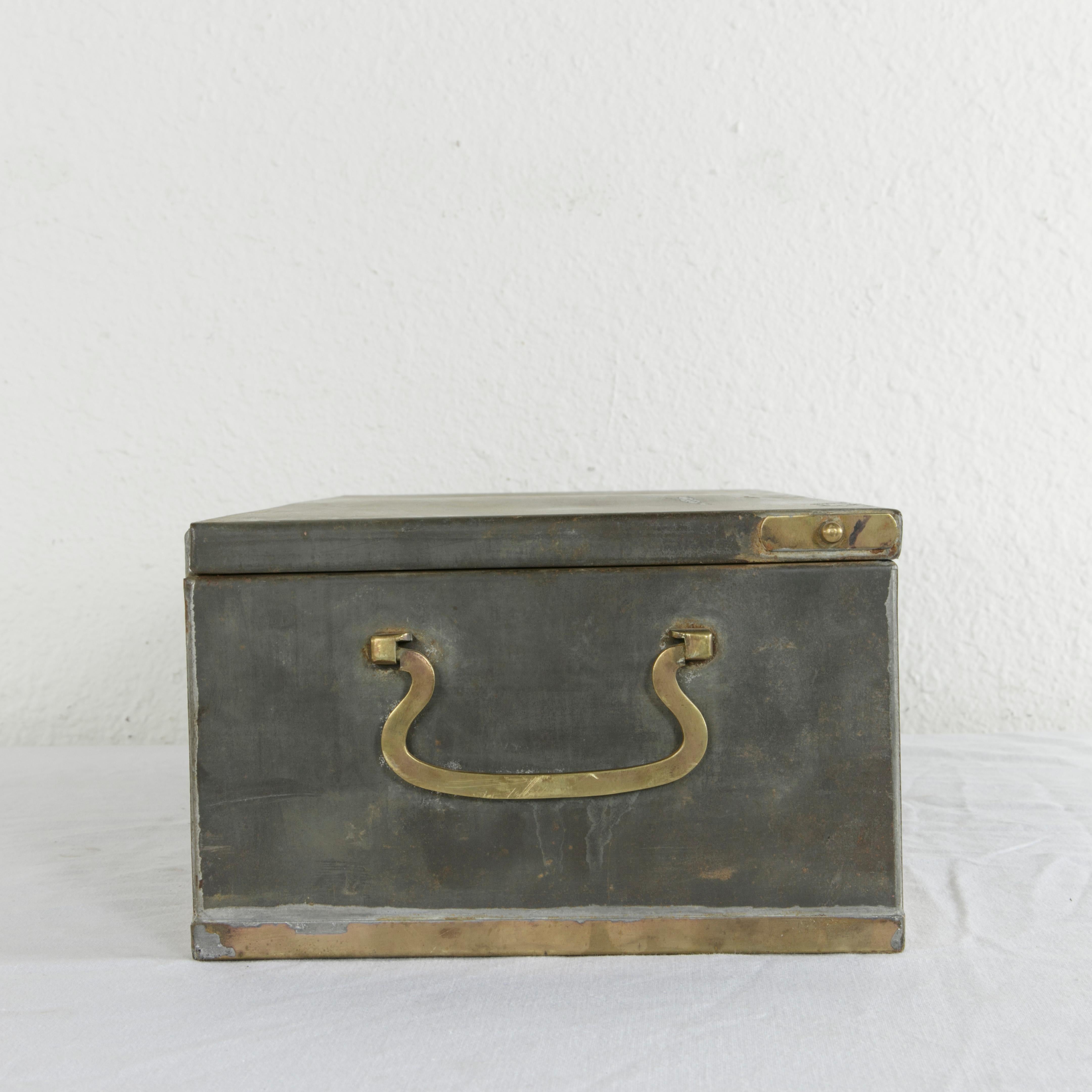 Early 20th Century Steel and Brass Lock Box from the Banco Central in Barcelona 1