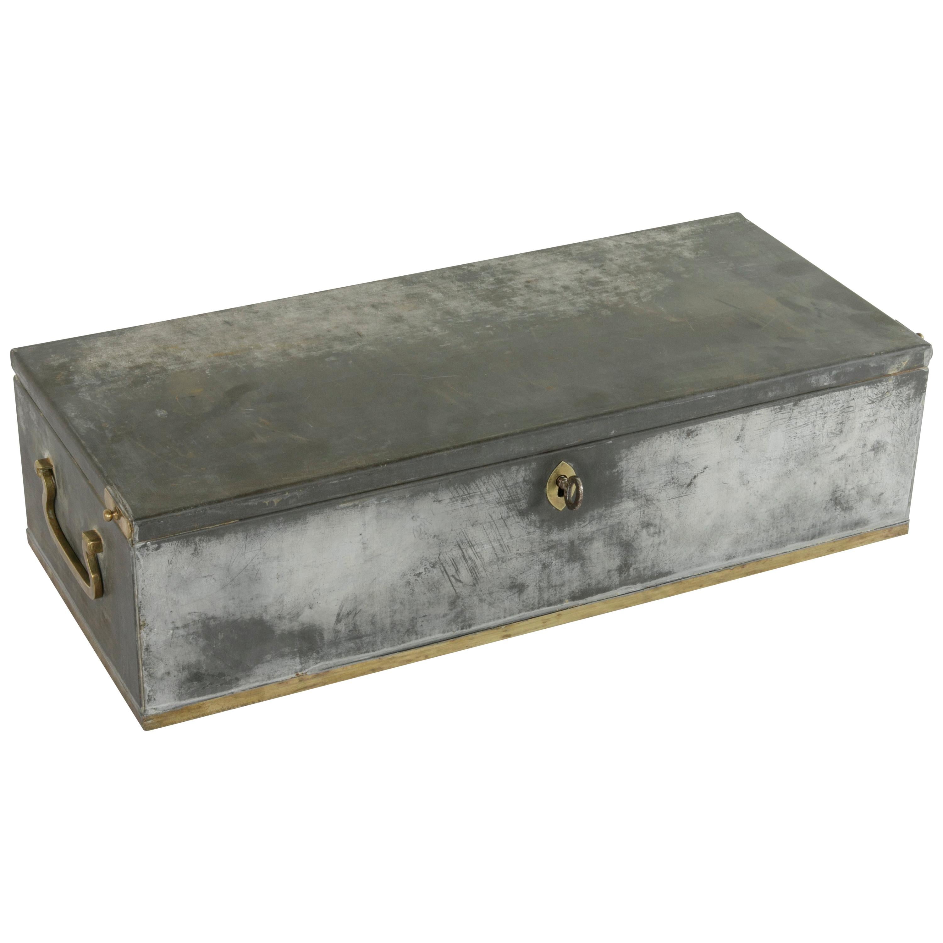 Early 20th Century Steel and Brass Lock Box from the Banco Central in Barcelona