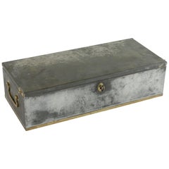 Antique Early 20th Century Steel and Brass Lock Box from the Banco Central in Barcelona