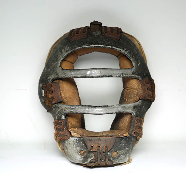 Early 20th Century Steel and Leather Catcher's Mask, circa 1940s For