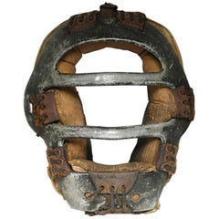 Early 20th Century Steel and Leather Catcher's Mask, circa 1940s