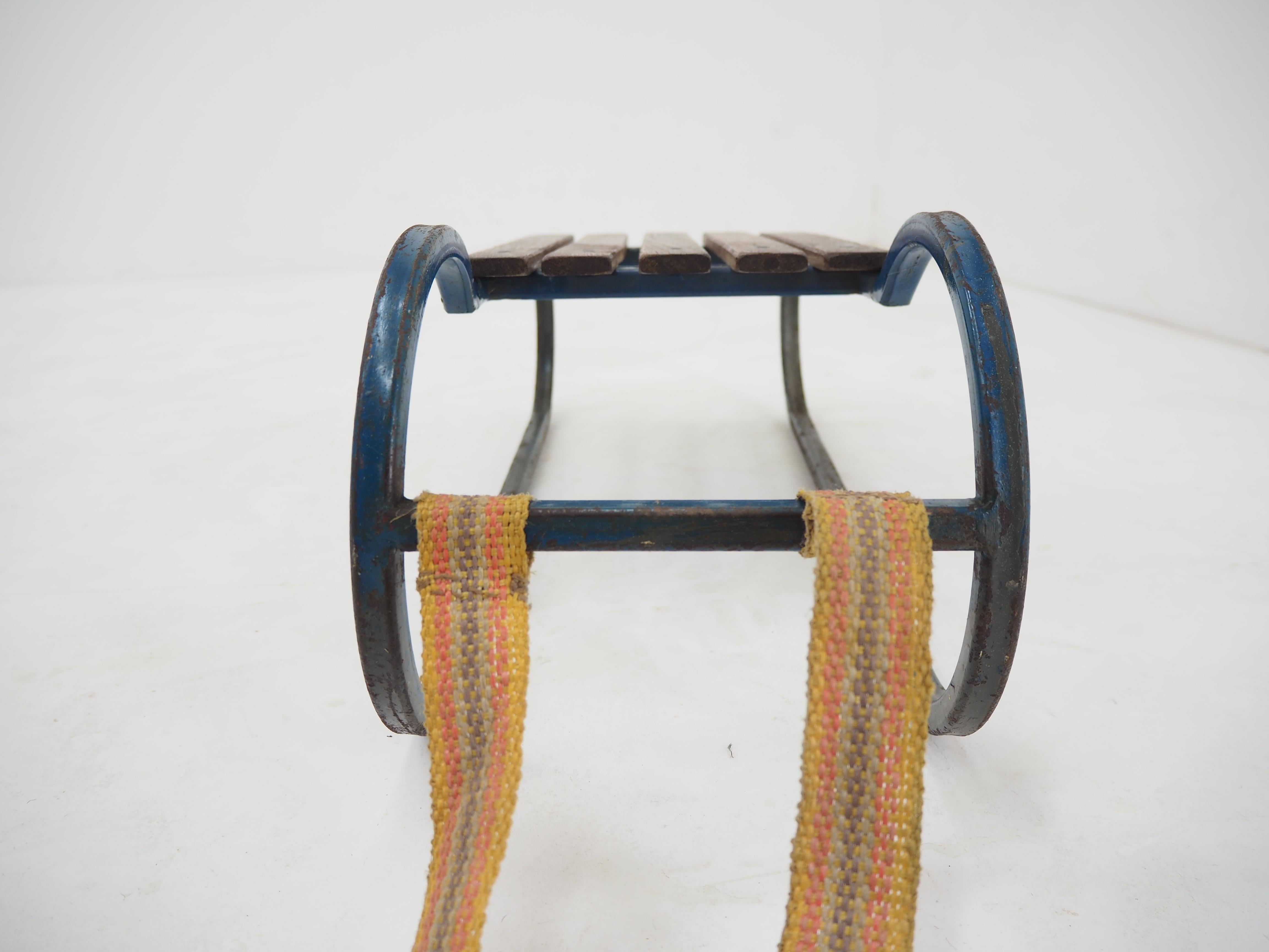Early 20th Century Steel and Wood Kids Toboggan, Europe For Sale 7