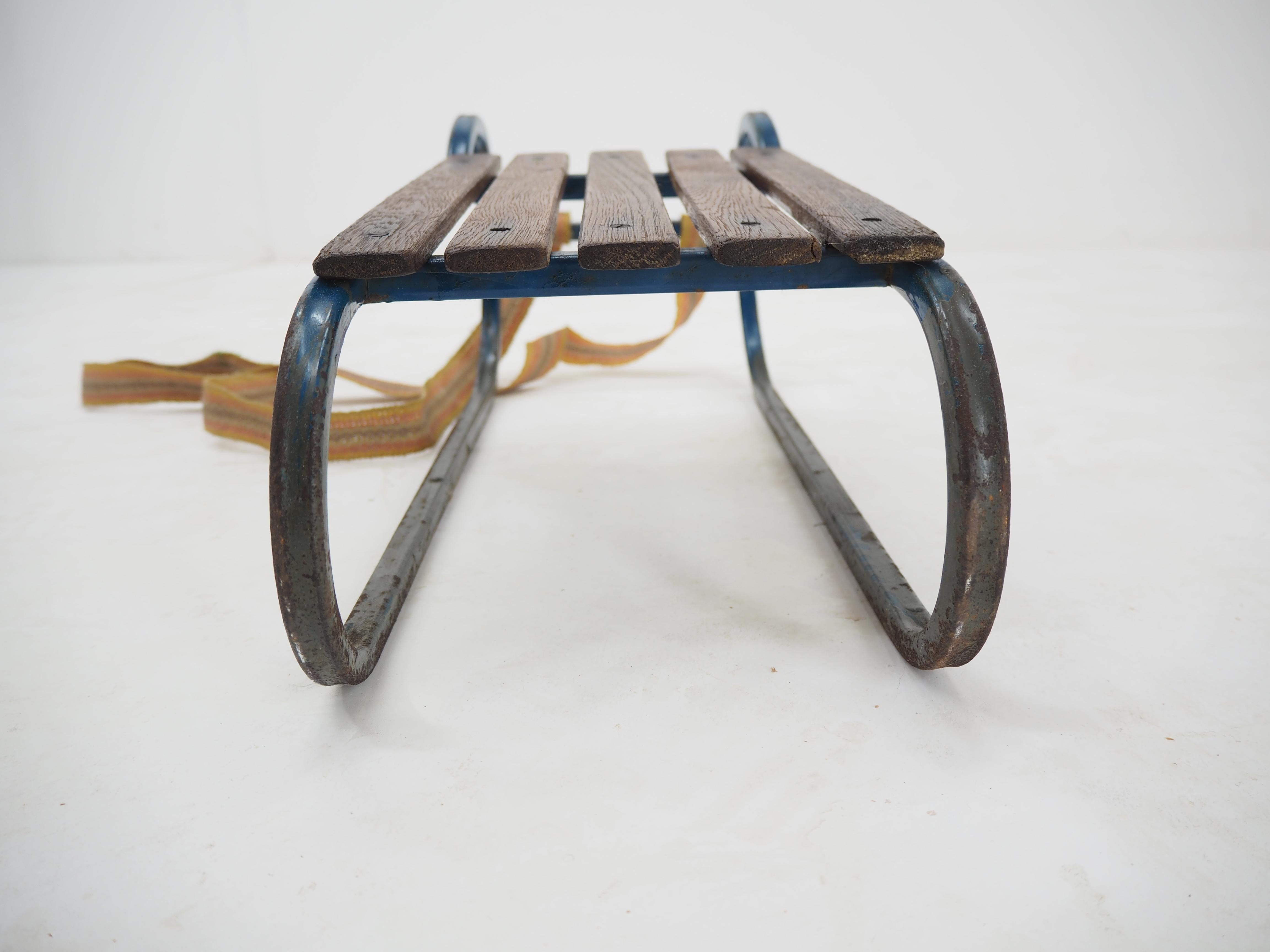 Early 20th Century Steel and Wood Kids Toboggan, Europe For Sale 8