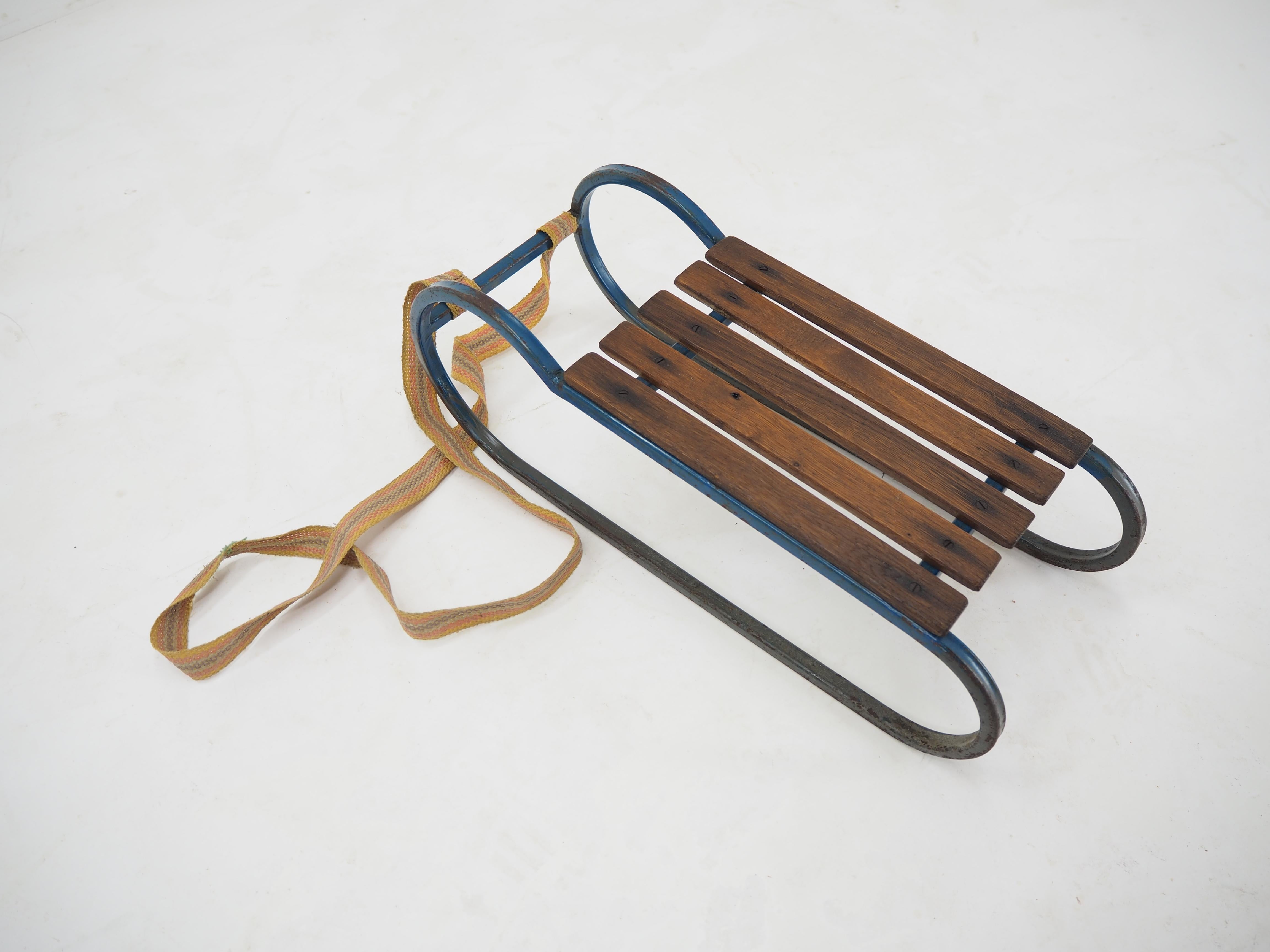 Early 20th Century Steel and Wood Kids Toboggan, Europe For Sale 9