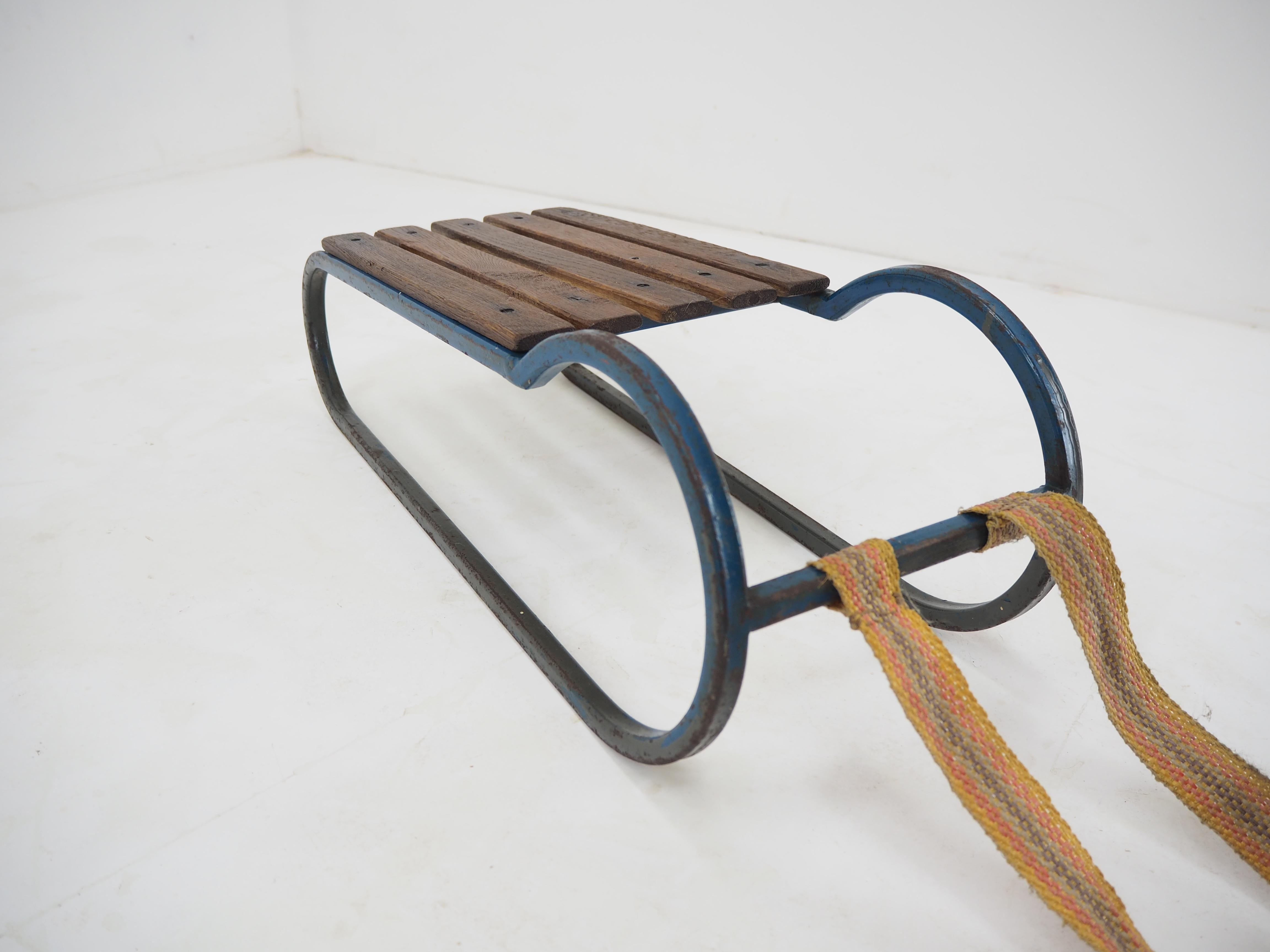 Early 20th Century Steel and Wood Kids Toboggan, Europe For Sale 1