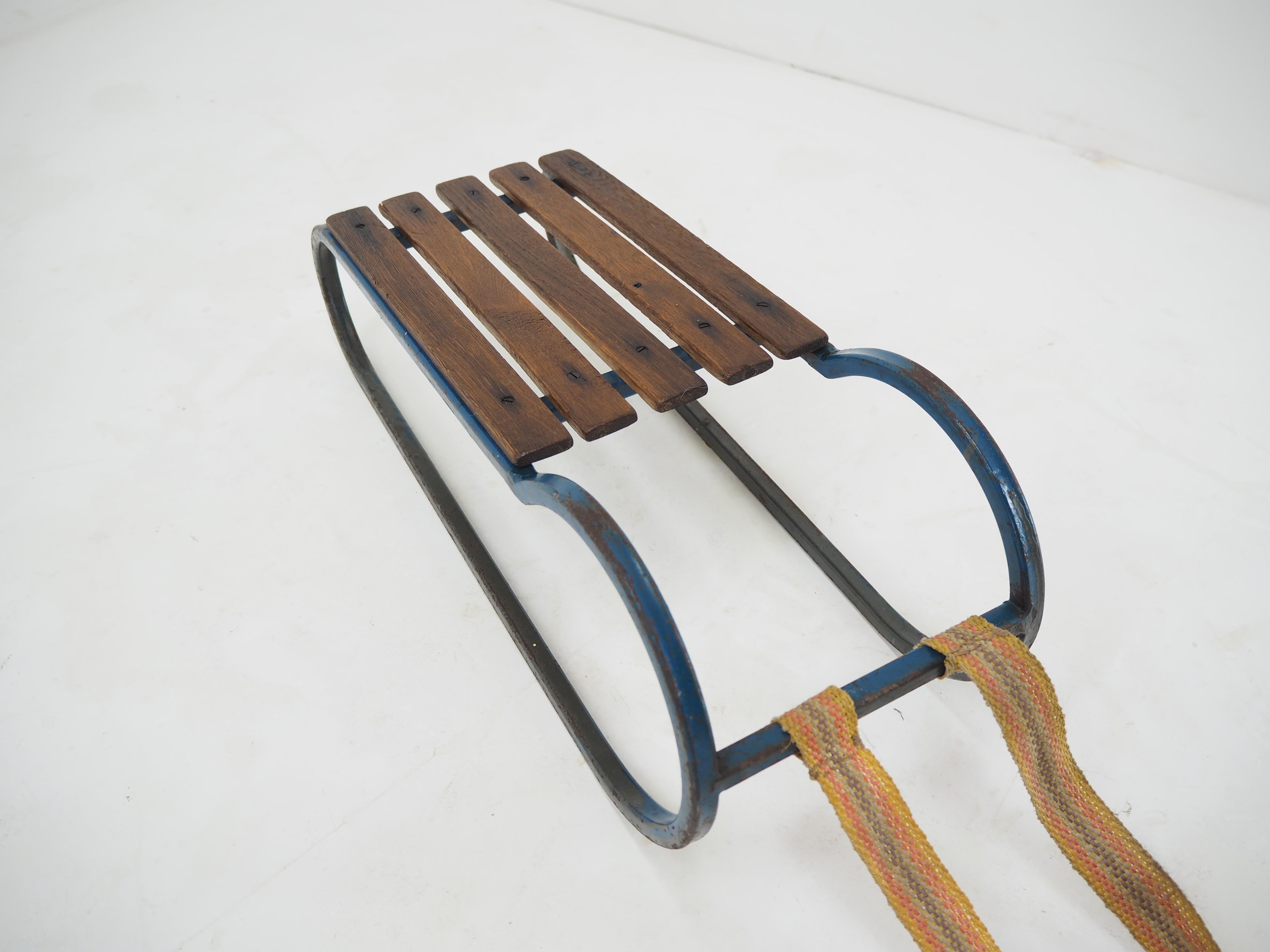 Early 20th Century Steel and Wood Kids Toboggan, Europe For Sale 2