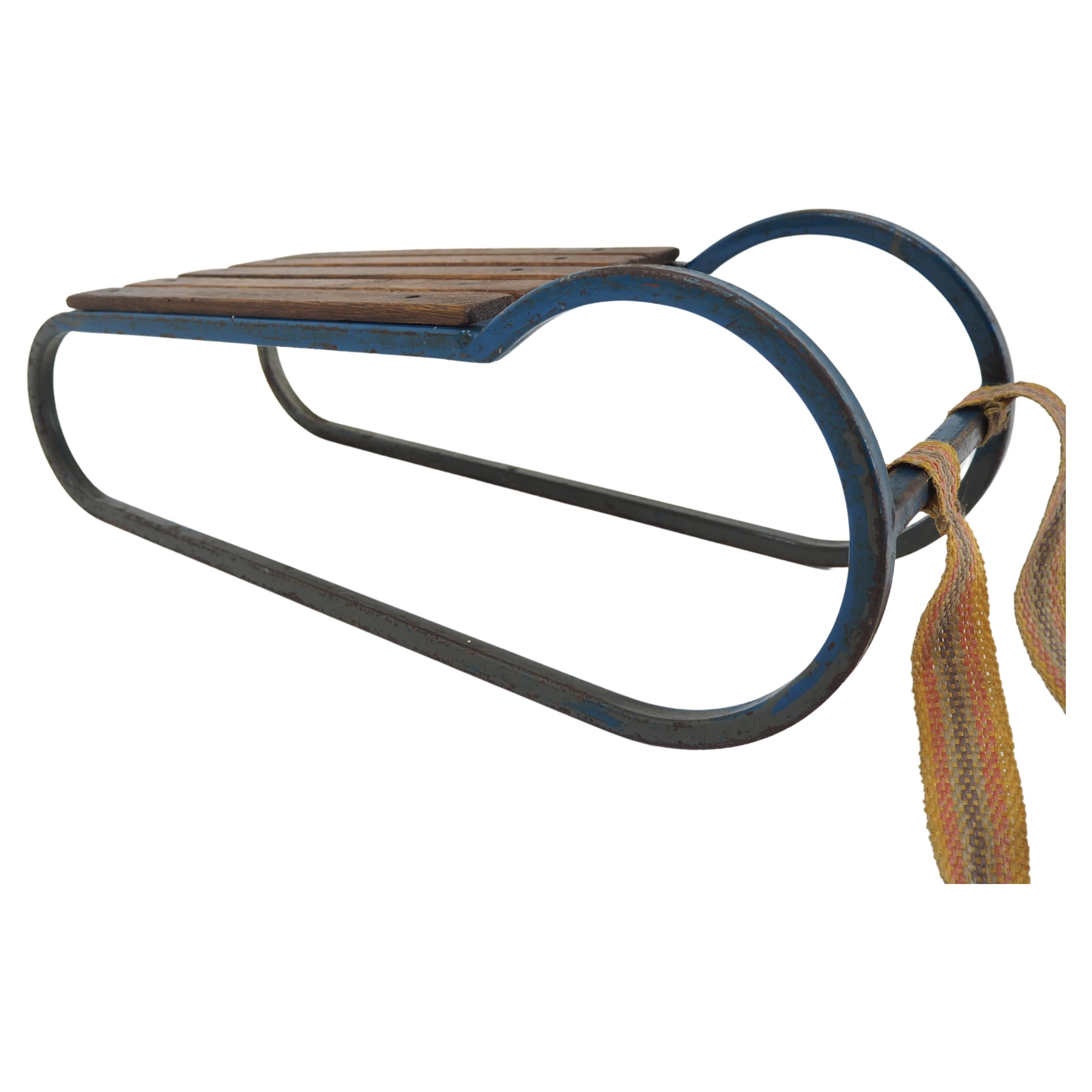 Early 20th Century Steel and Wood Kids Toboggan, Europe For Sale