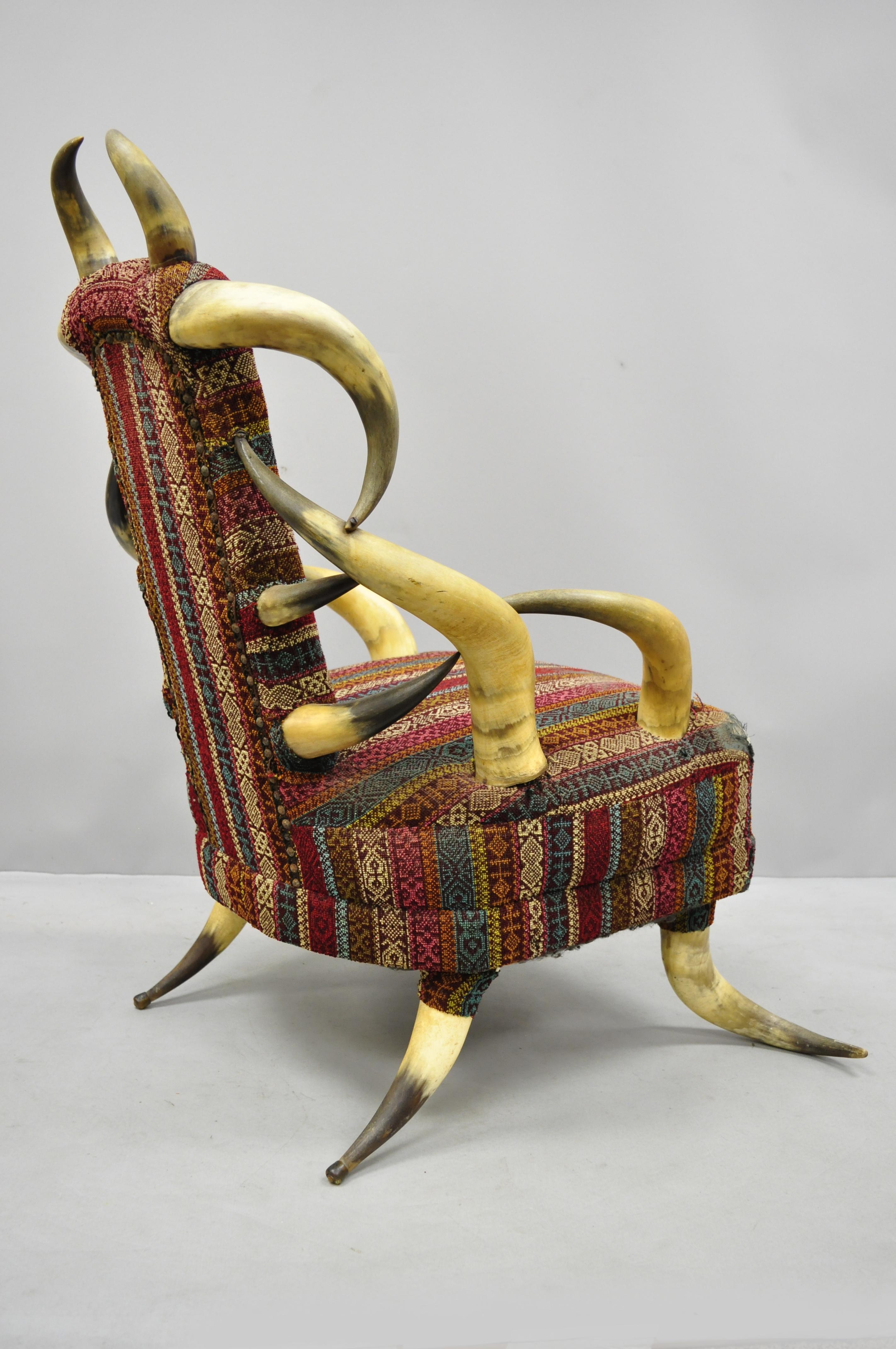 Early 20th Century Steer Horn Parlor Chair In Good Condition In Philadelphia, PA