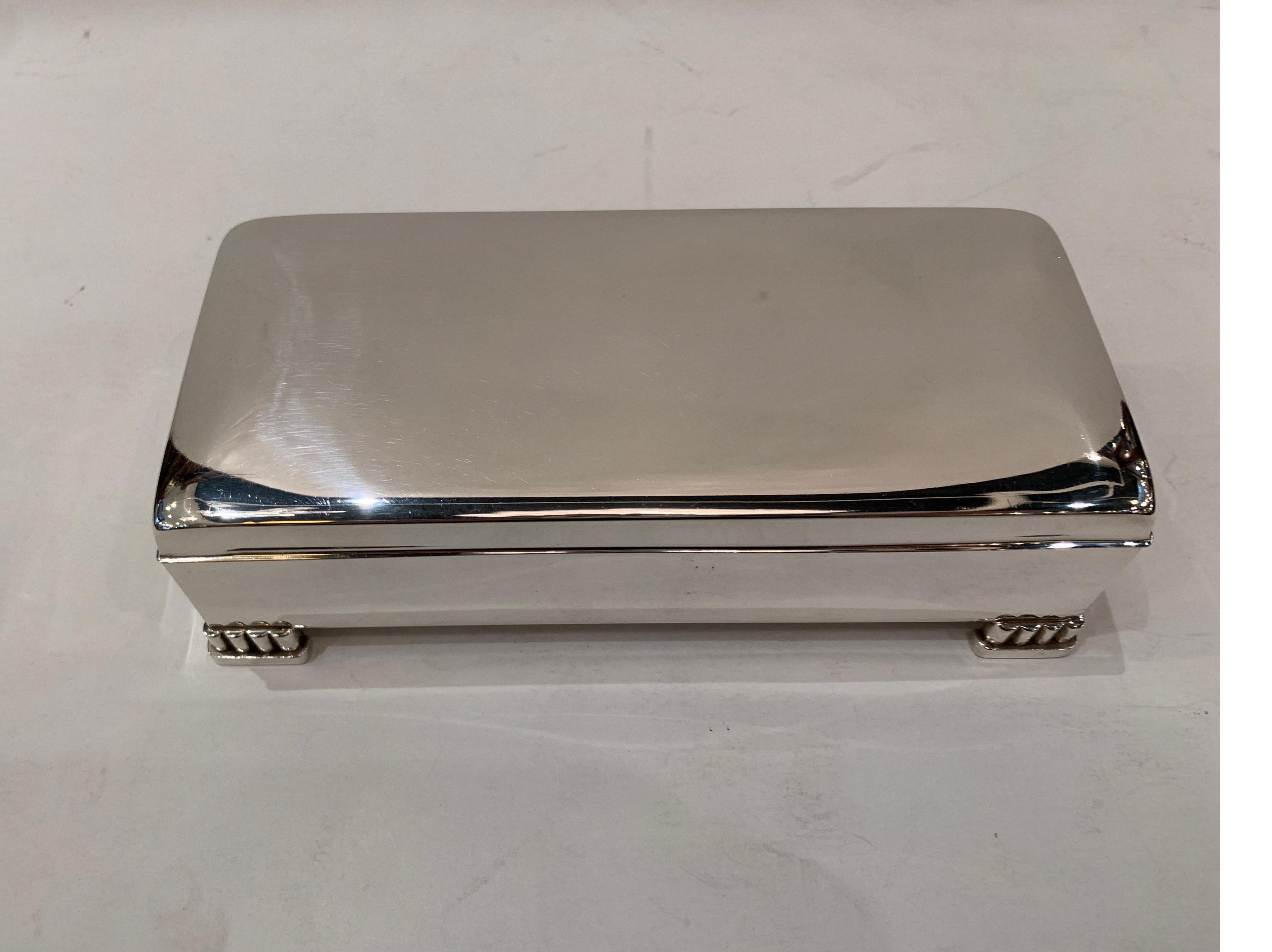 Early 20th century sterling silver dresser-desk box by Poole Silver Co.
Great accent piece with many uses
Dimensions: W 7.5