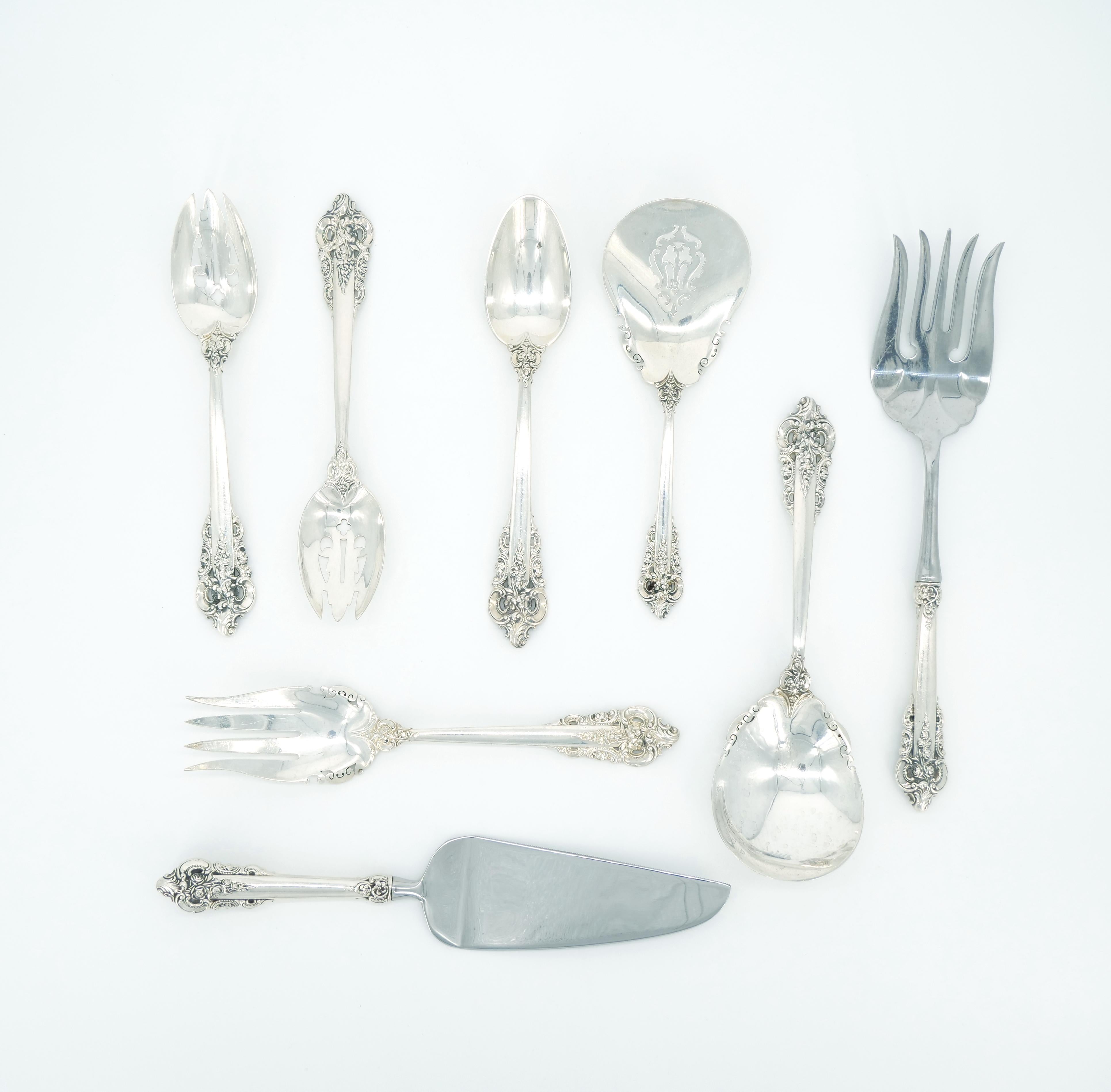 Early 20th Century Sterling Silver Flatware Service For 24 People For Sale 2