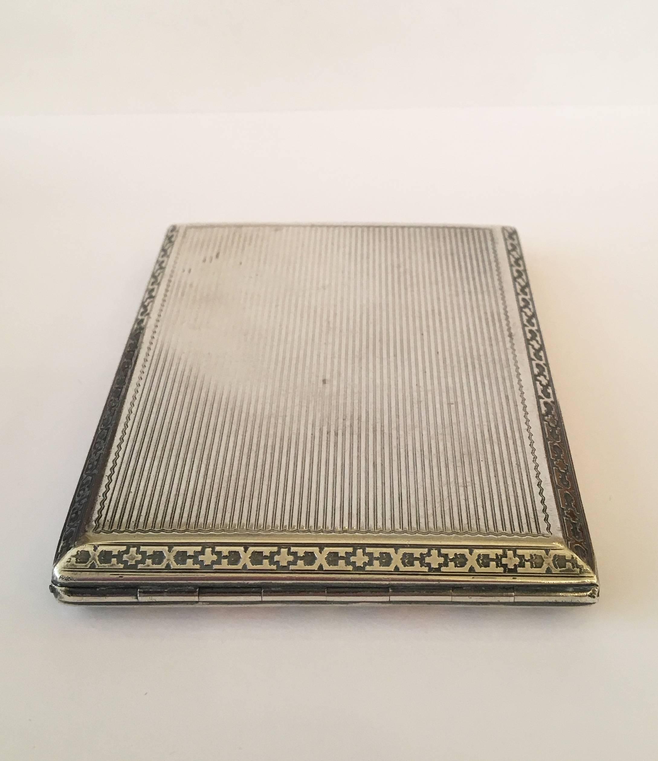 Inlay Early 20th Century Sterling Silver Hermès Cigarette Box or Business Card Holder
