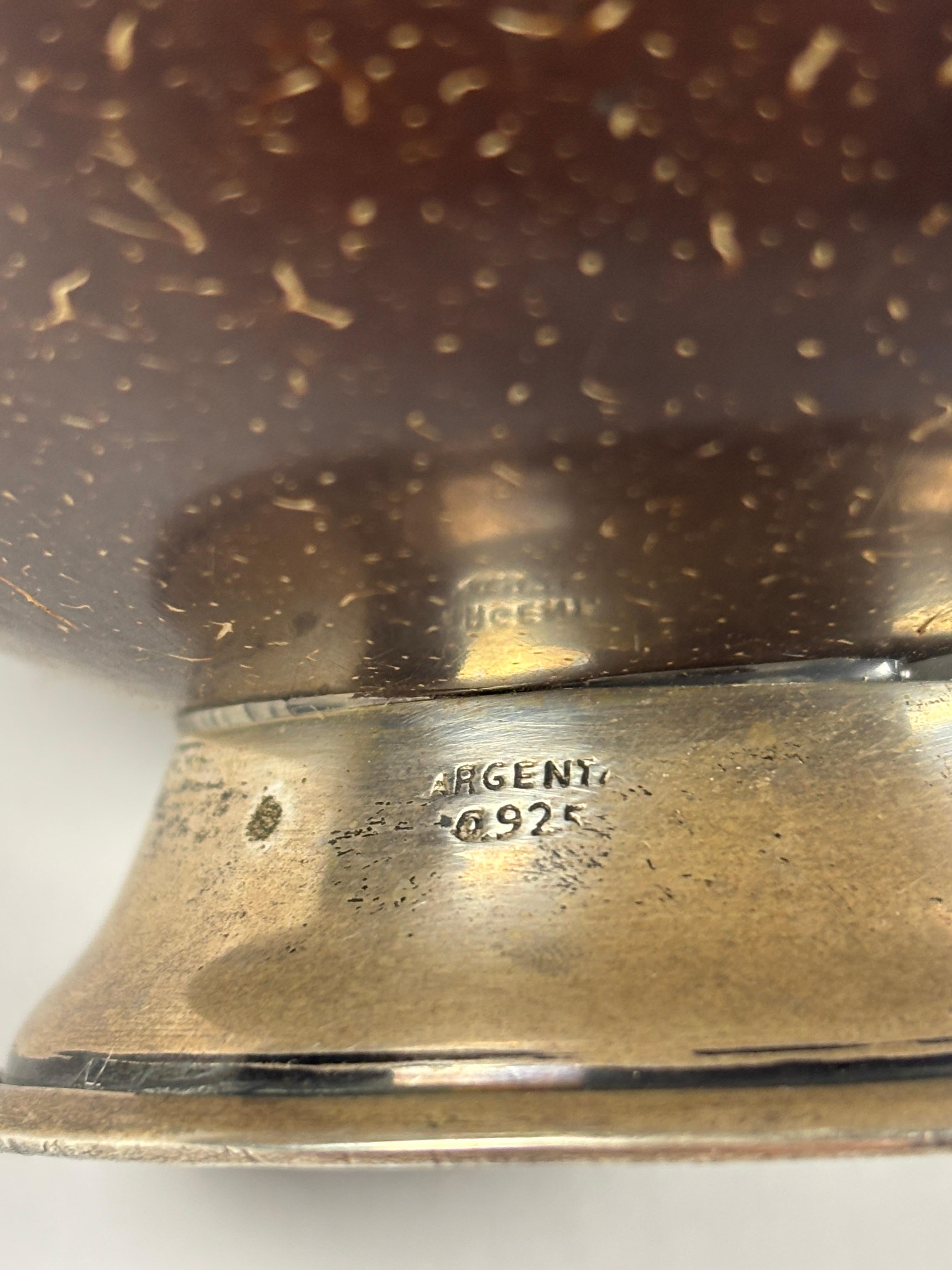 Cuenco de coco montado en plata de ley de principios del siglo XX en venta 2