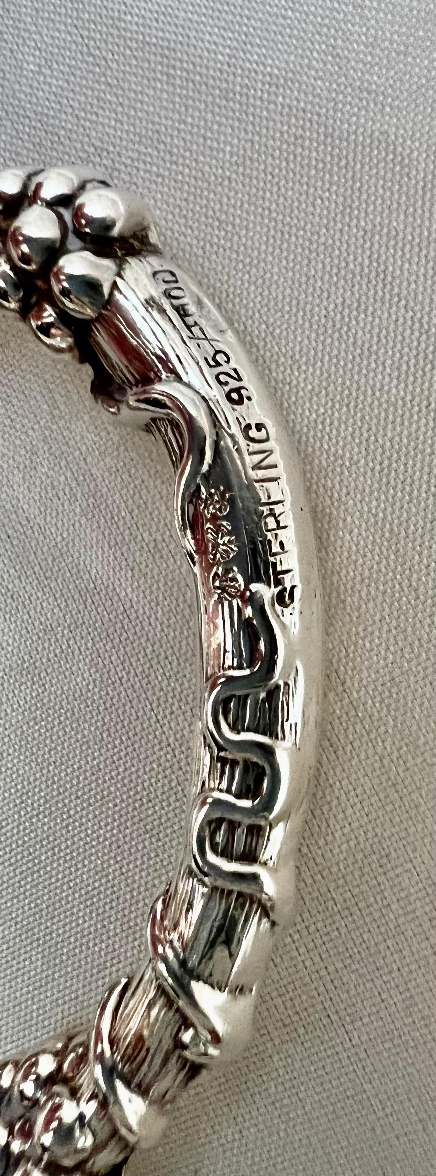 French Early 20th Century Sterling Silver Repousse Grape Vine Scissors
