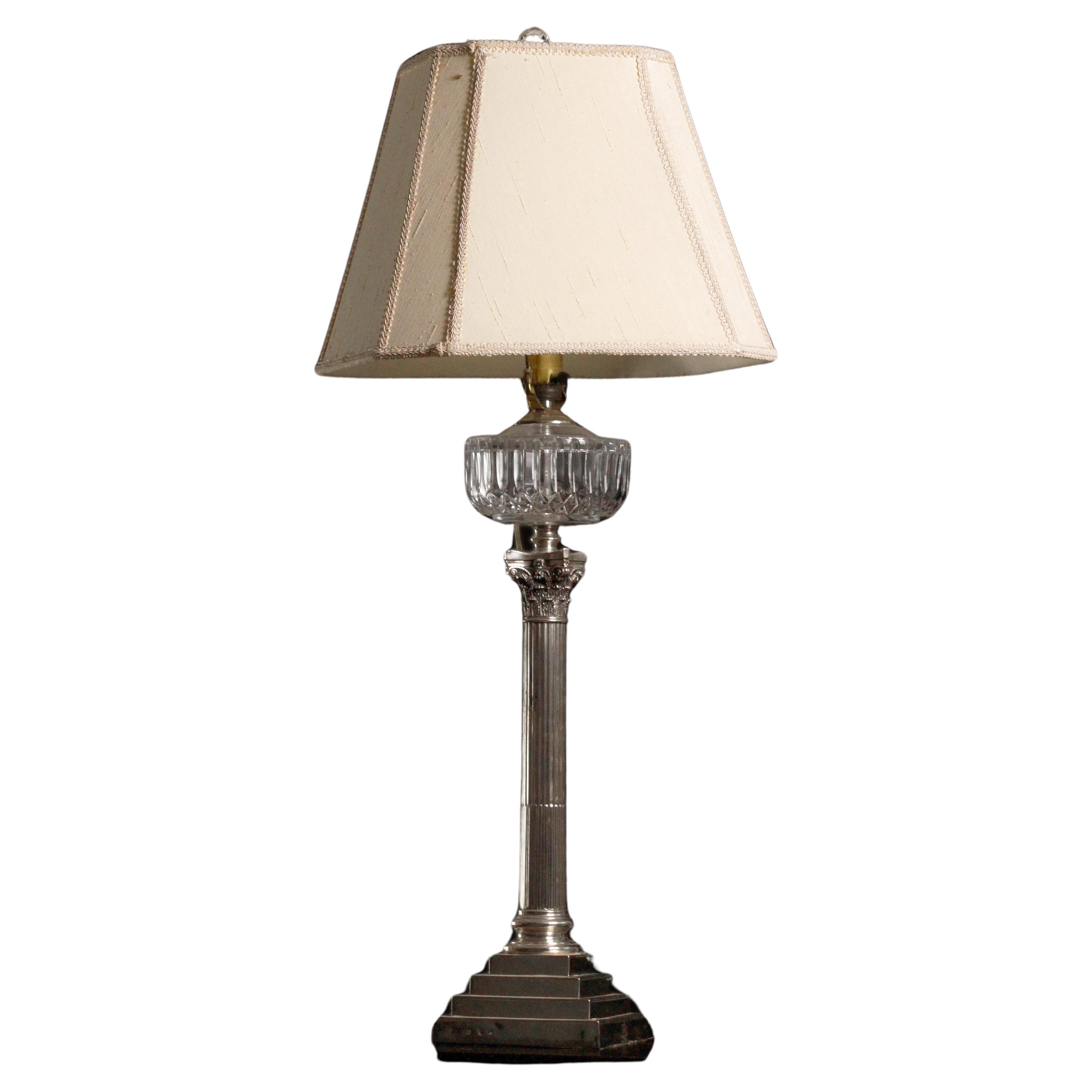 Early 20th Century Sterling Silver Table Lamp by Hamilton & Inches, Ltd. For Sale
