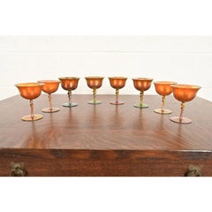 Early 20th Century Steuben Aurene Iridescent Art Glass Goblets - Set of Eight