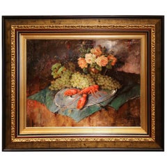 Early 20th Century Still Life Oil Painting in Gilt Frame Signed C. Fischer
