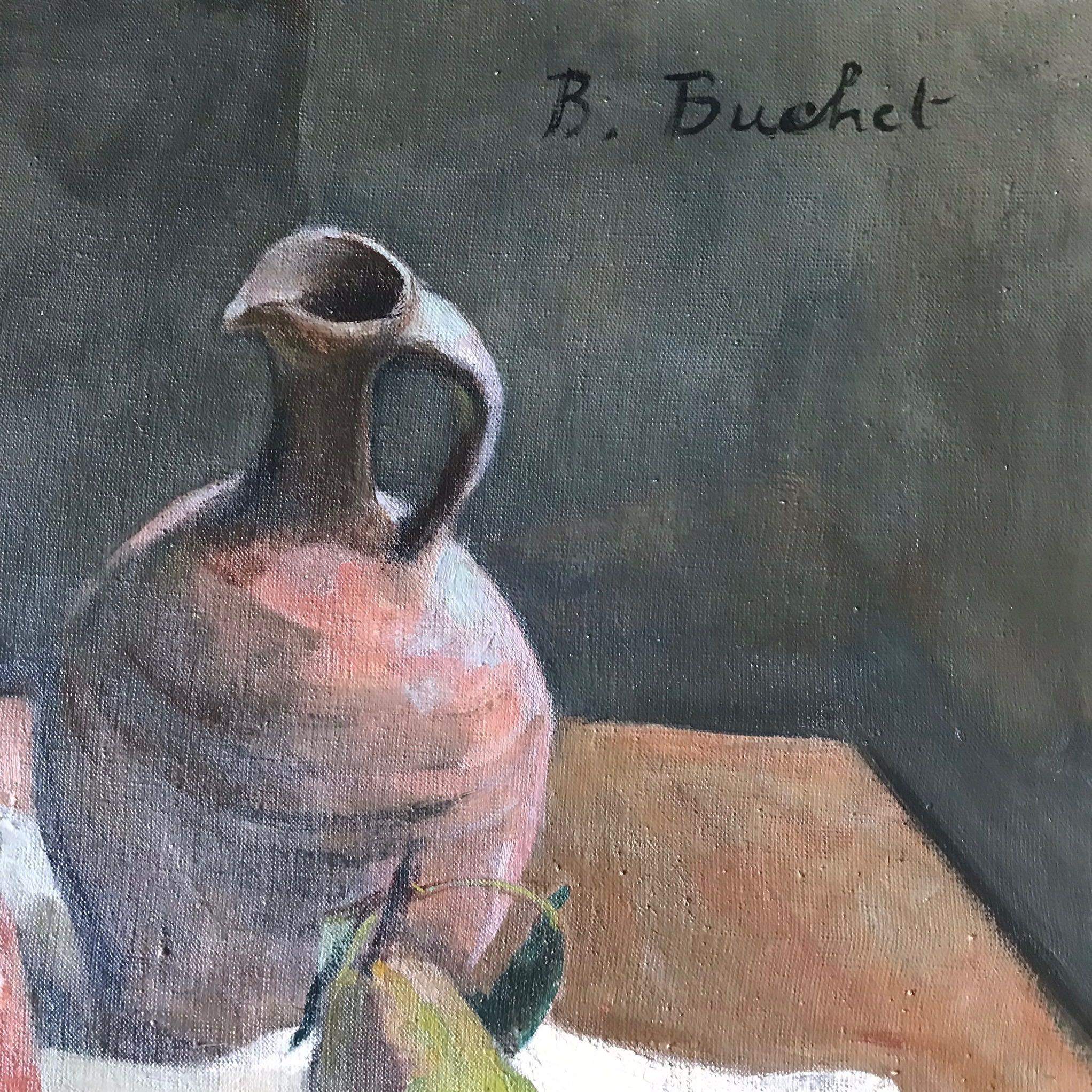 Early 20th Century Still Life Oil Painting on Canvas by artist B. Buchet  In Good Condition For Sale In Los Angeles, CA