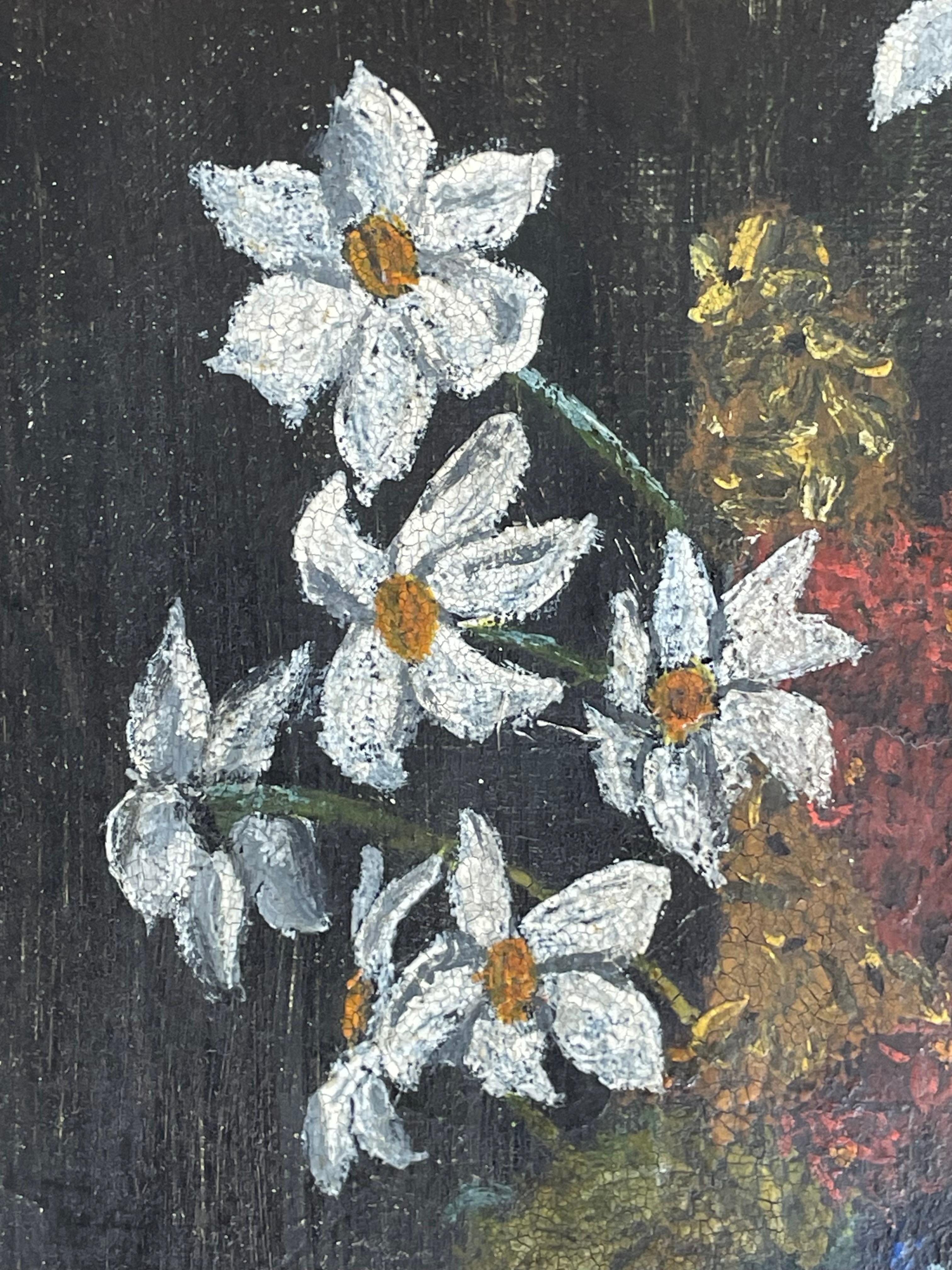 Stillleben-Ölgemälde des frühen 20. Jahrhunderts mit Motiv von Blumen in Vase (Art déco) im Angebot