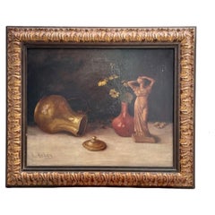 Early 20th Century Still Life Painting Oil on Canvas Signed.