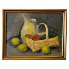 Ölgemälde „Stillleben mit Früchten“ von Carl Fischer aus dem frühen 20. Jahrhundert, gerahmt