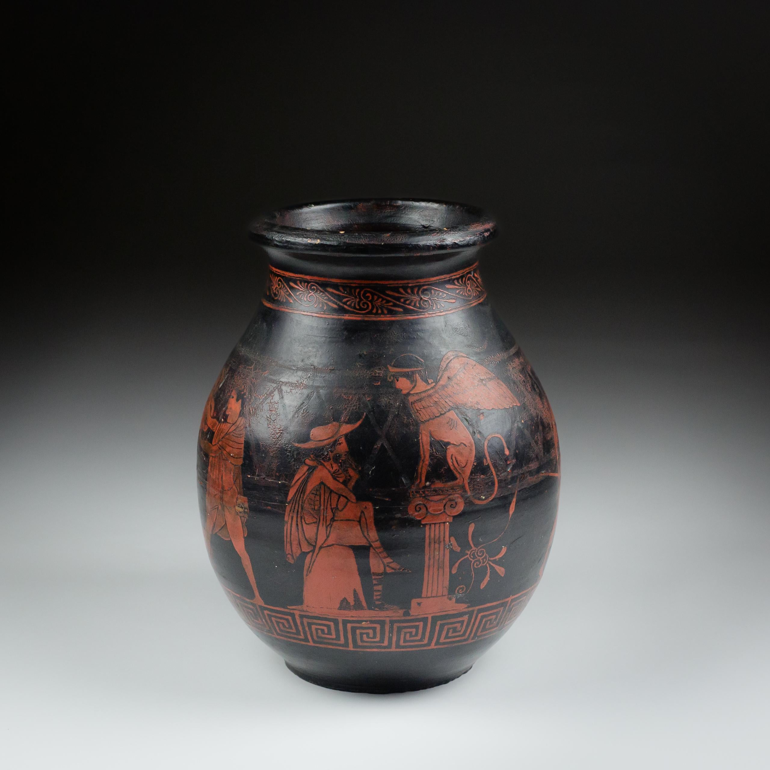 Francese Vaso in stile attico in gres dei primi del Novecento di Jean Magrou in vendita