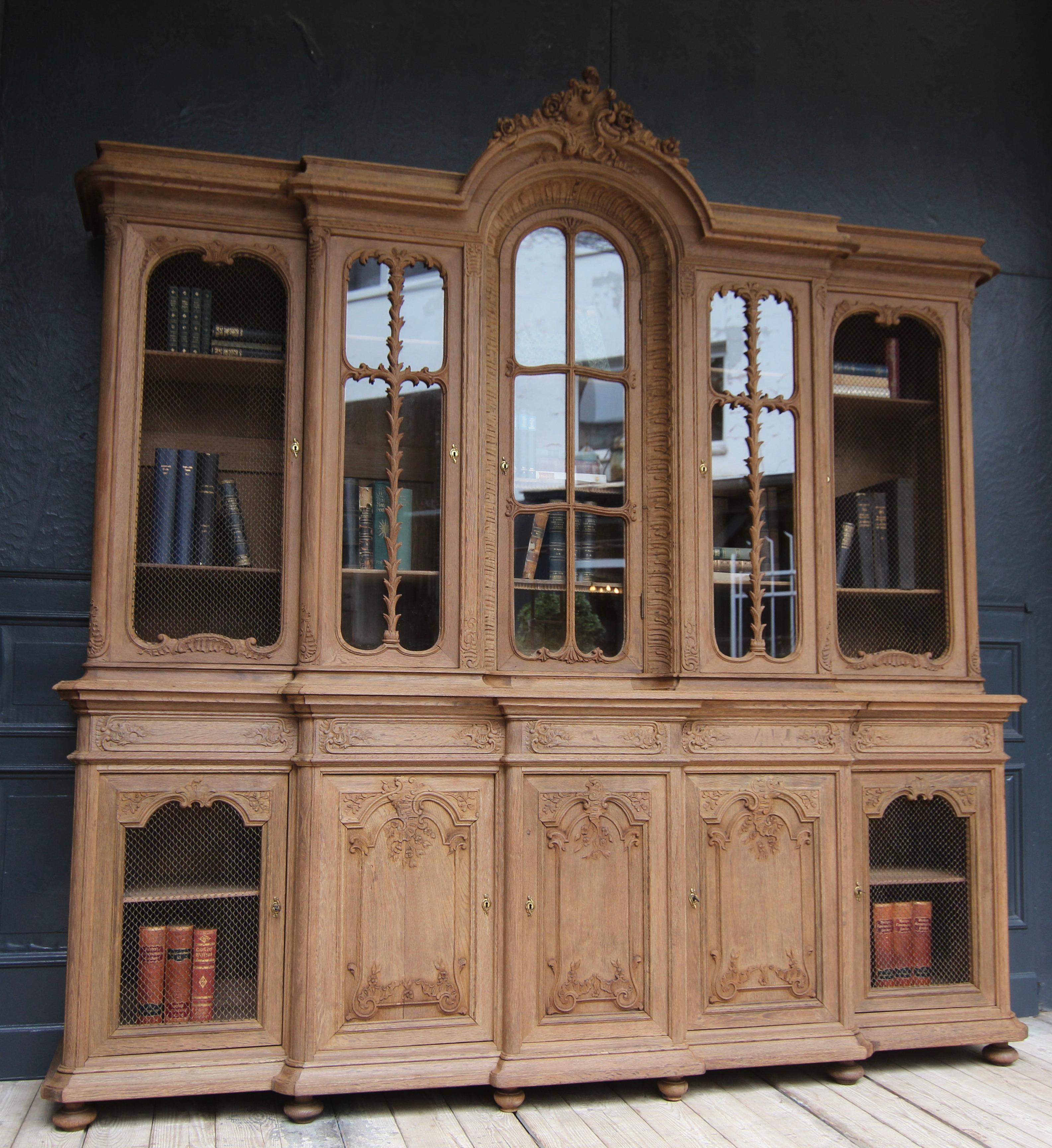 European Early 20th Century Stripped Oak Bookcase For Sale