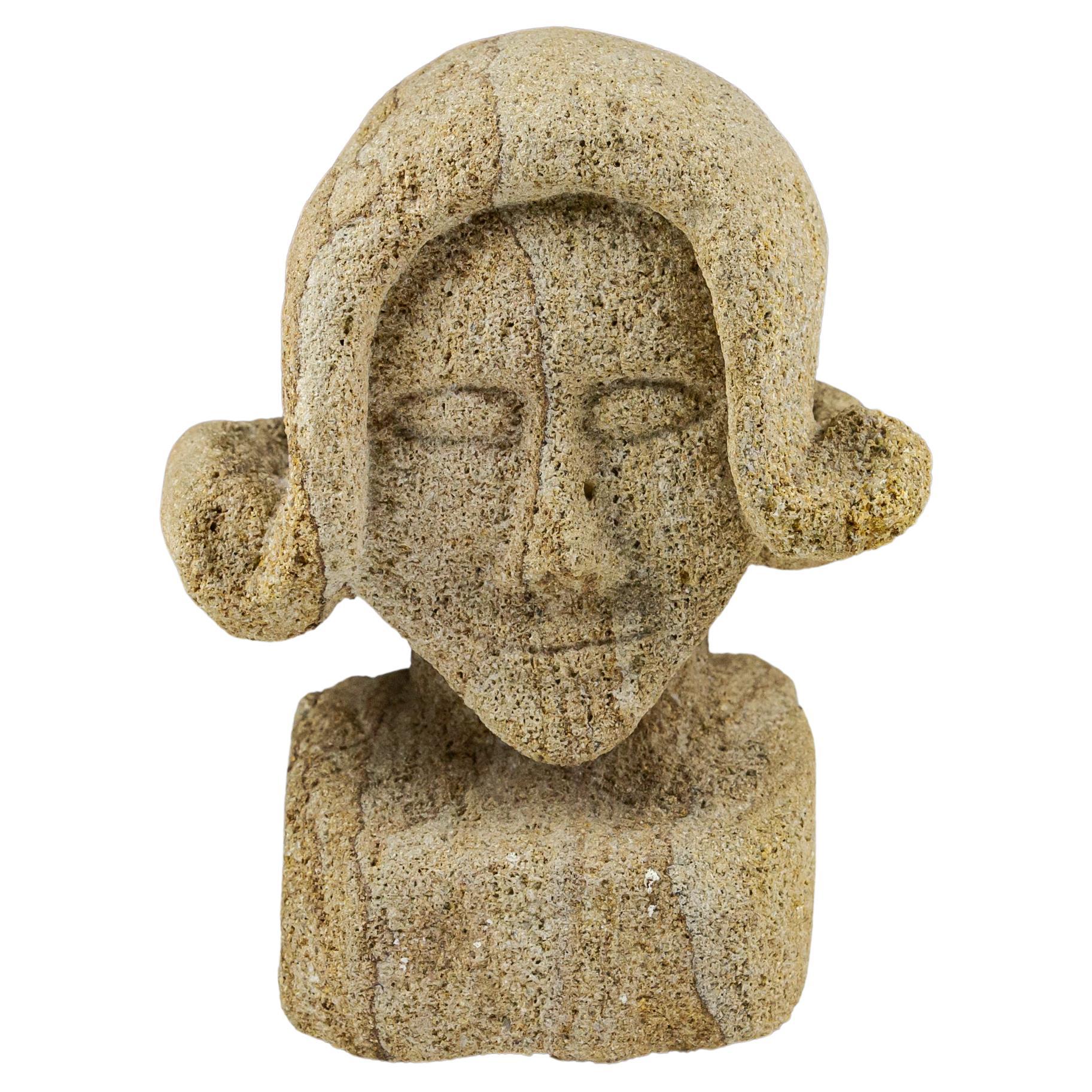 Early 20th Century Stylised Primitive Bust of a Female For Sale