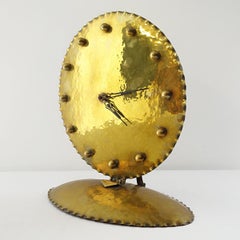 Early 20th Century Stylish Brass Table Clock in Amsterdamse School Style