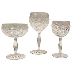 Vintage  Early 20th Century Suite of 36 Cut-Glass Wine and Champagne Glasses