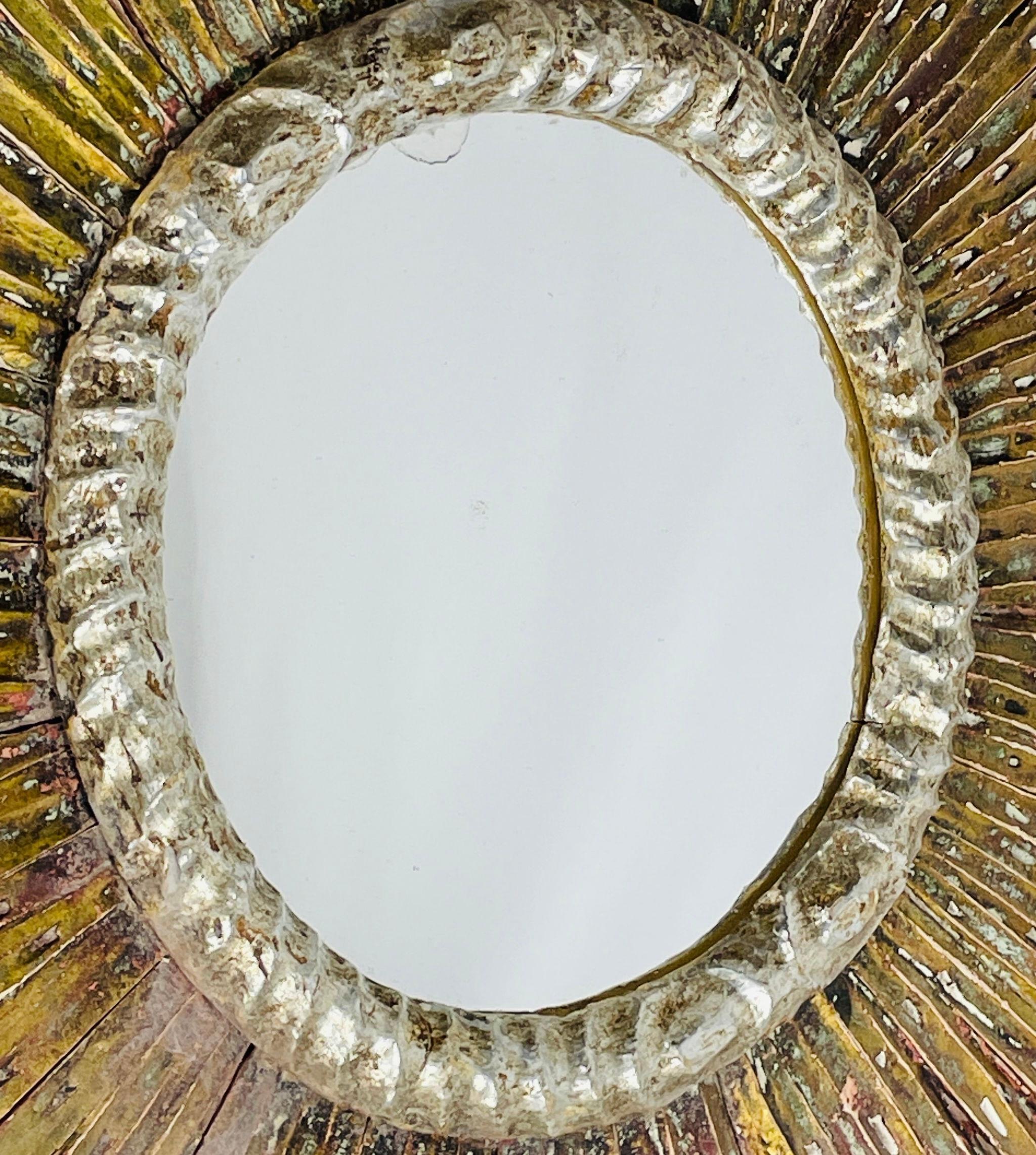 Frühes 20. Jahrhundert Sonne Strahl Giltwood Italienisch Spiegel im Angebot 1