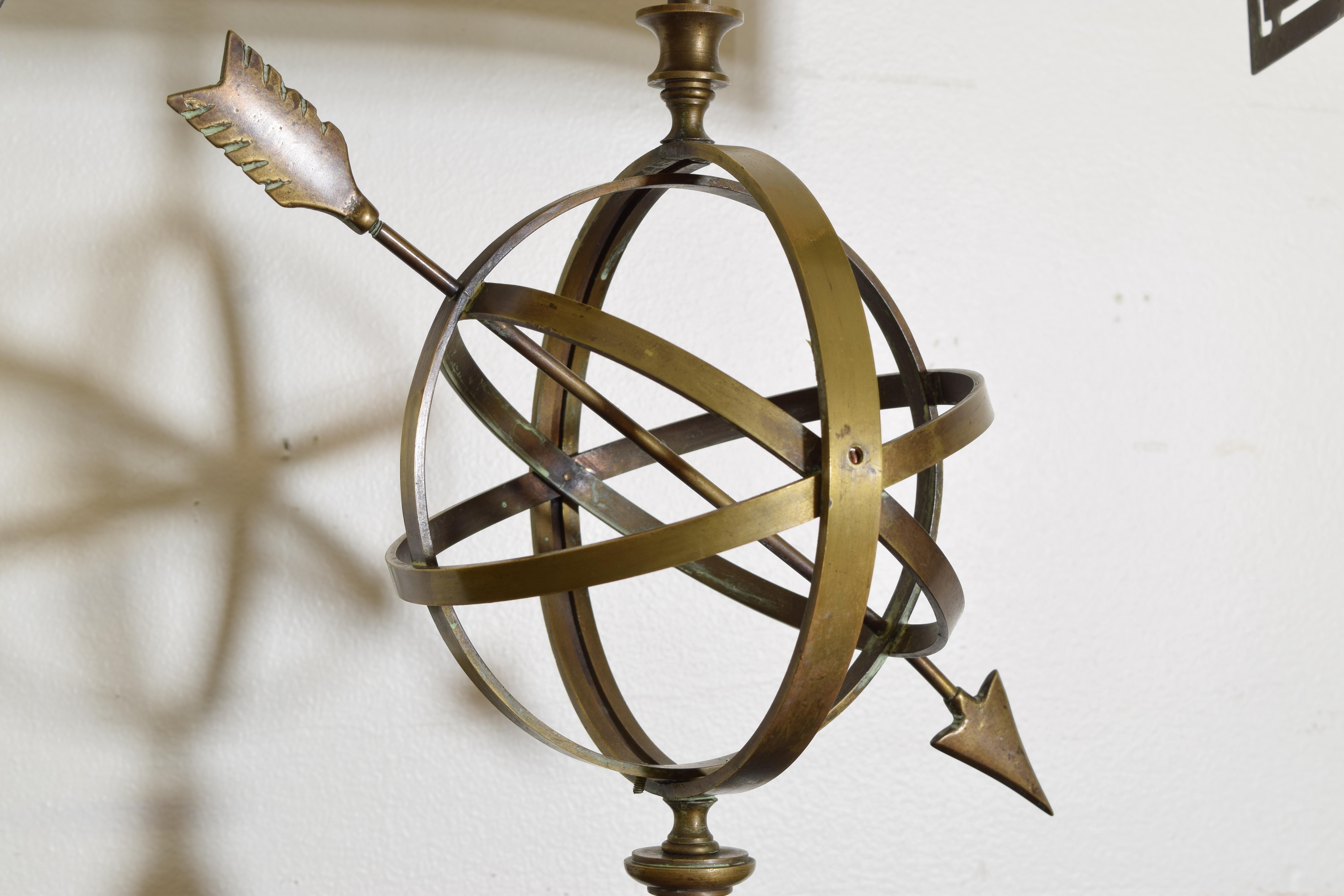 Early 20th Century Sundial Lamp with a Heraldic Coat of Arms Brass Shade 3
