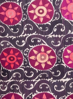 Early 20th Century Suzani from Samarkand, Uzbekistan, Silk on Cotton