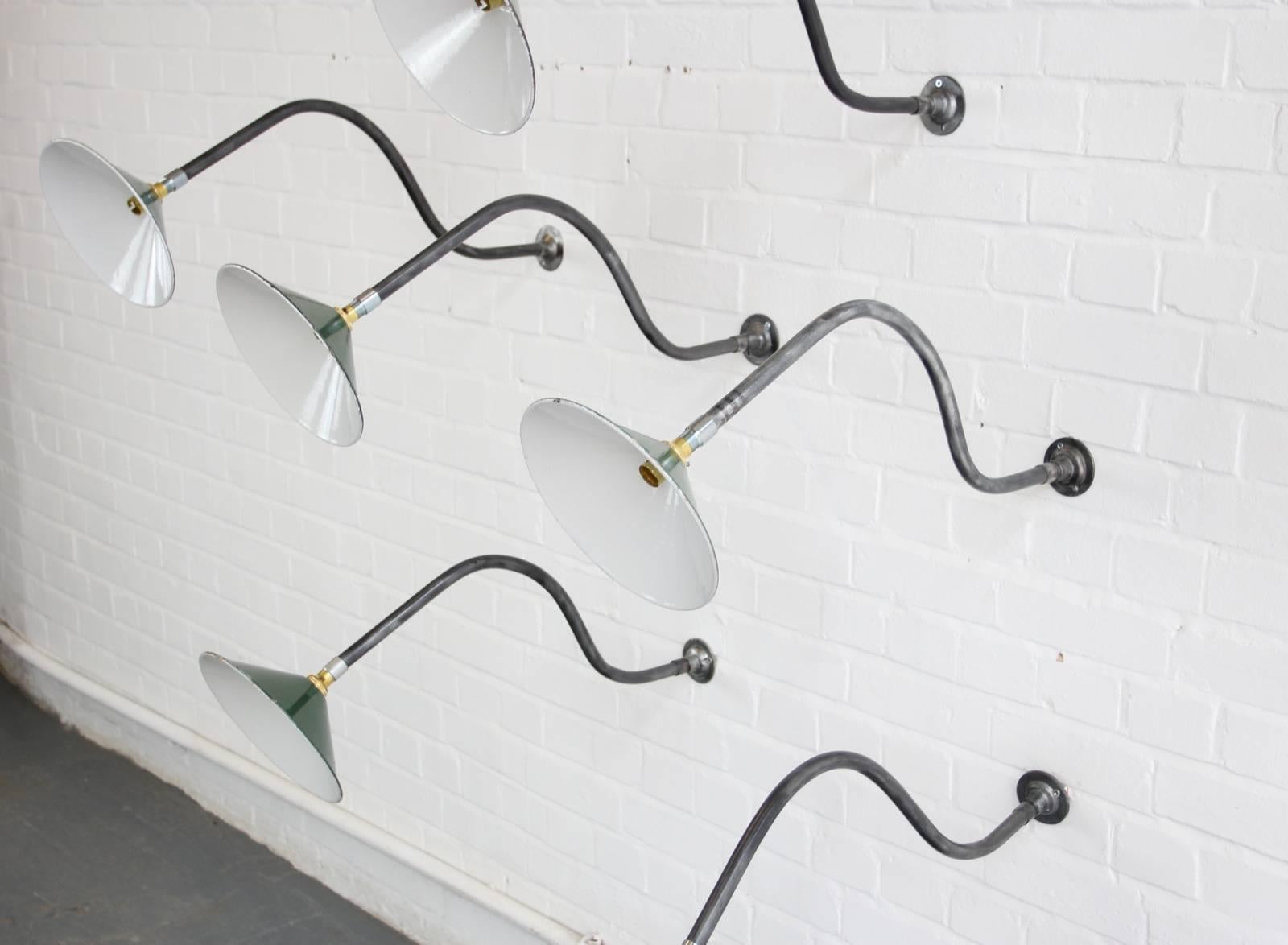 English Early 20th Century Swan Neck Industrial Wall Lights