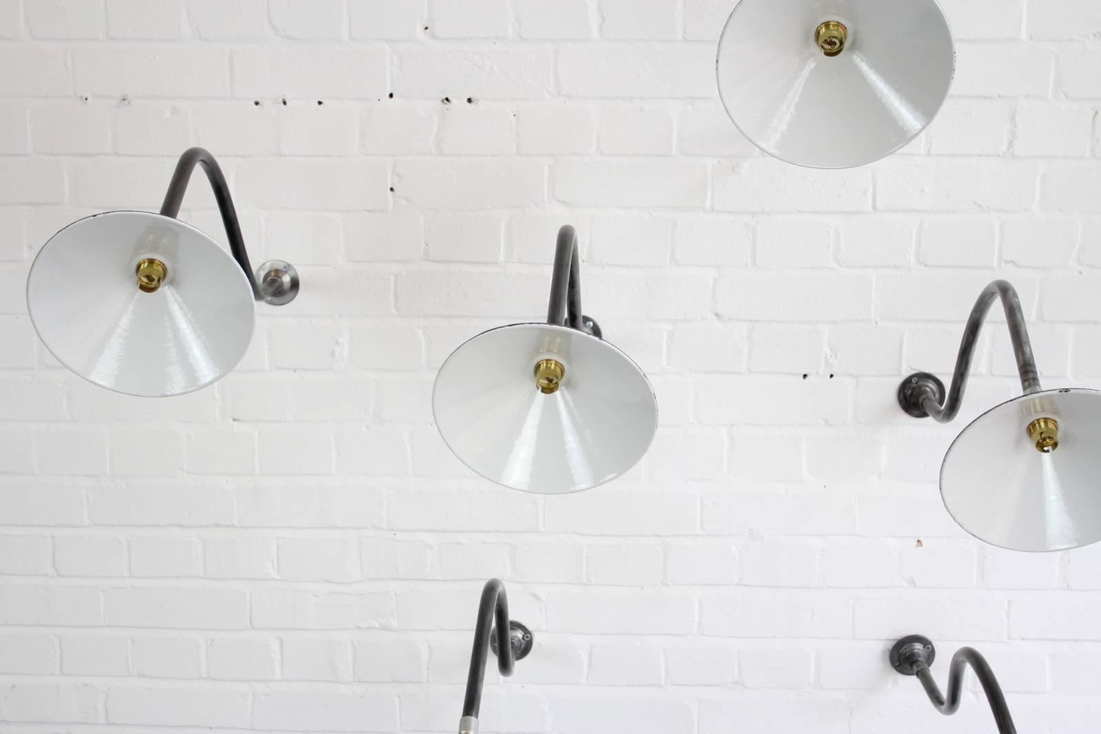 Early 20th Century Swan Neck Industrial Wall Lights 2