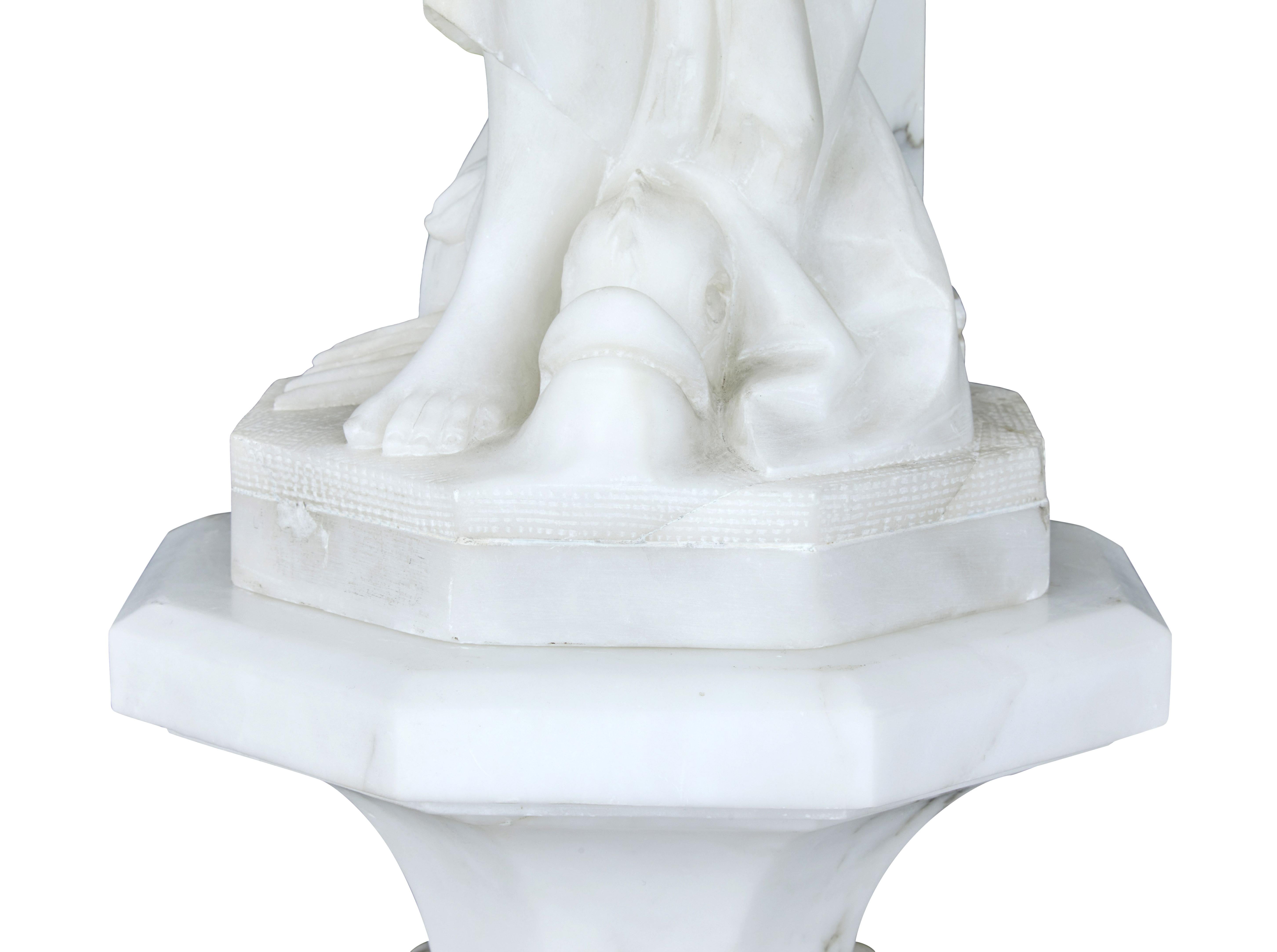 Schwedische figurale Lampe aus Alabaster des frühen 20. Jahrhunderts im Angebot 7