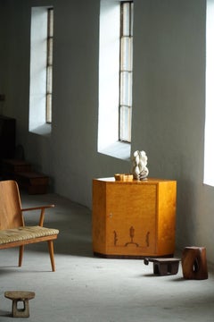 Early 20th Century, Swedish Art Deco Corner Cabinet in Birch, 1930s