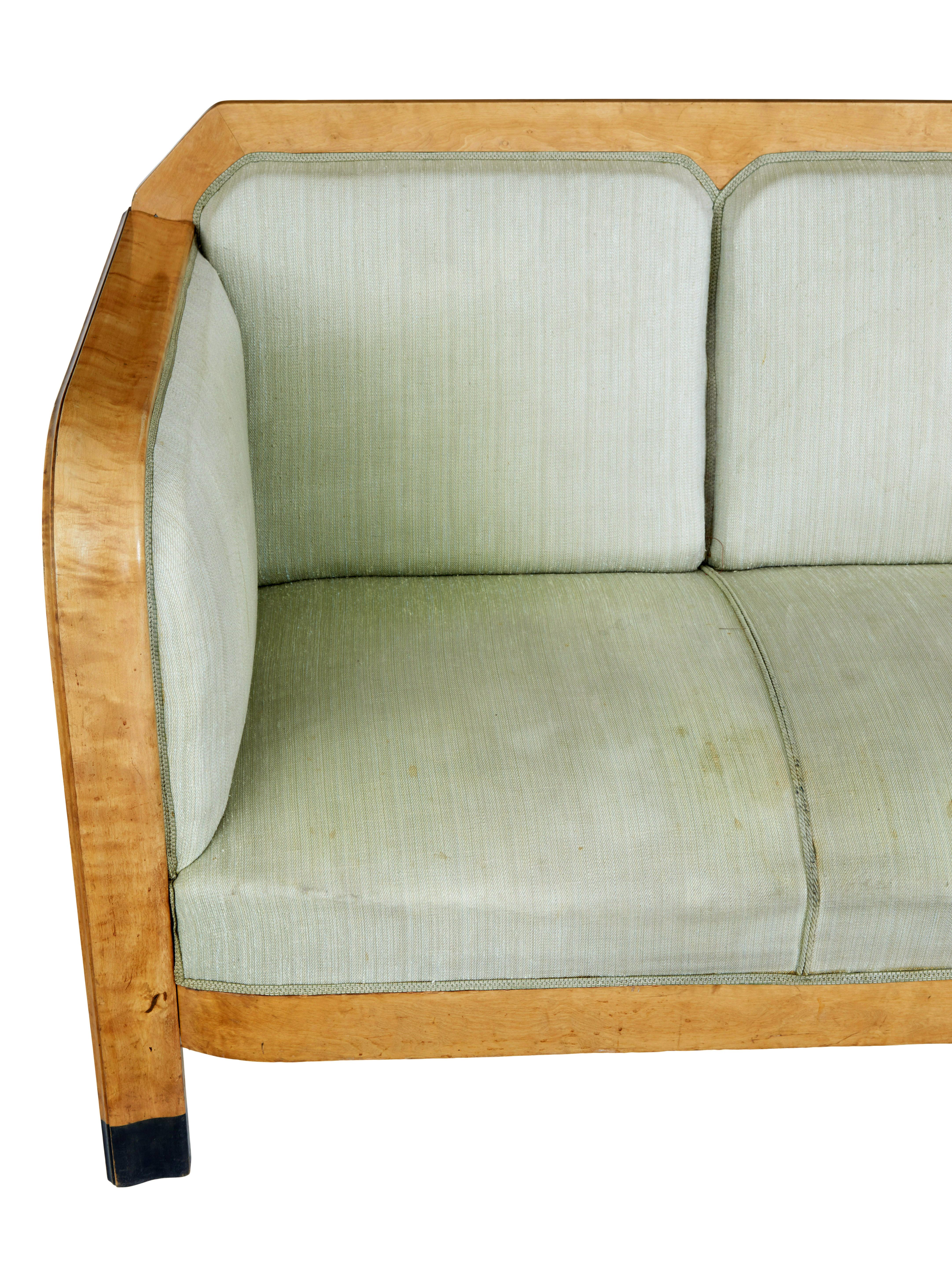 Early 20th Century Swedish Birch Sofa 1