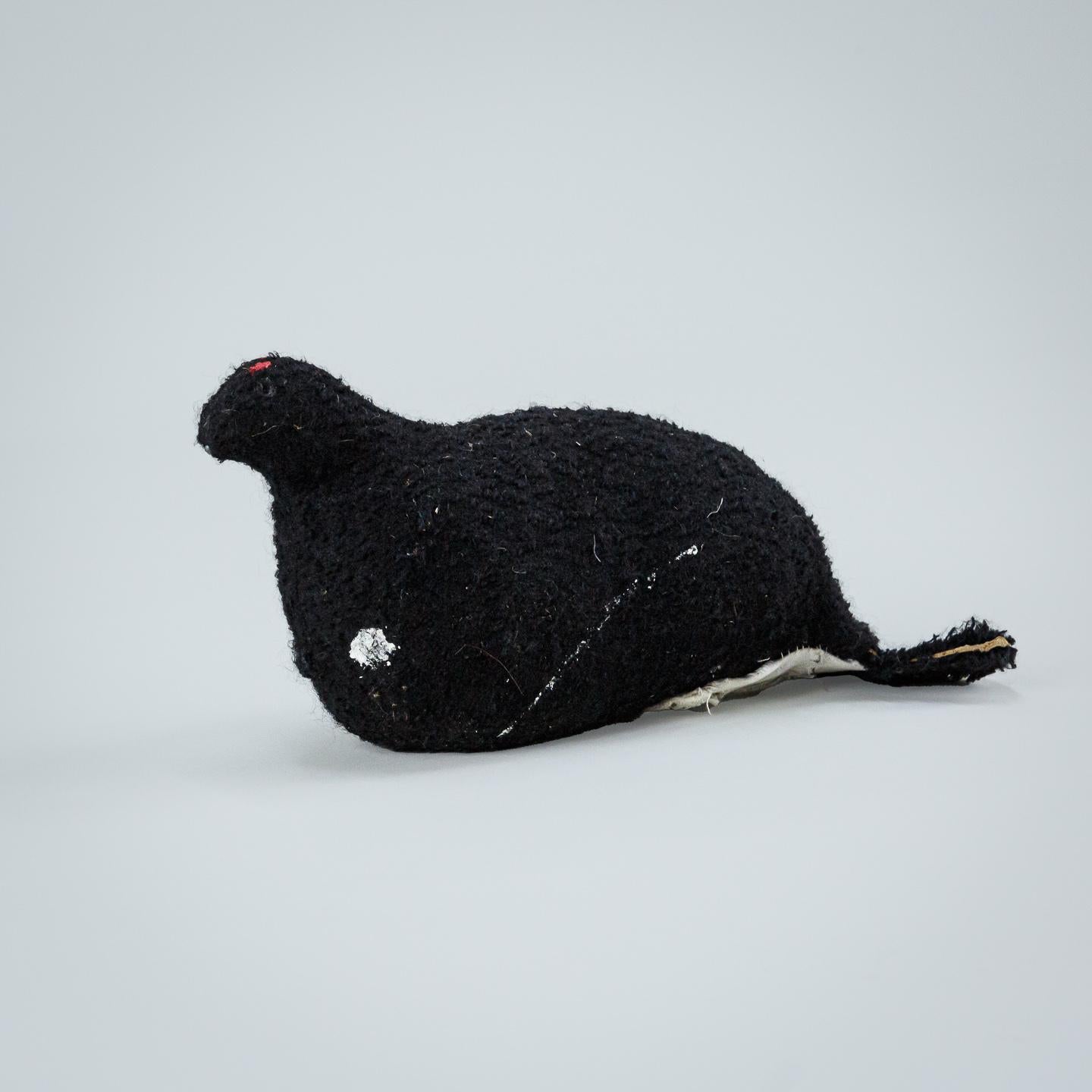 Early 20th Century Working Black Grouse Decoy, As expected wear. Straw stuffed Fabric Sweden Circa 1950