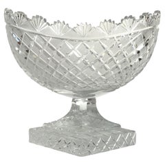 Early 20th Century Swedish Cut Crystal Bowl with Rhomboid Base